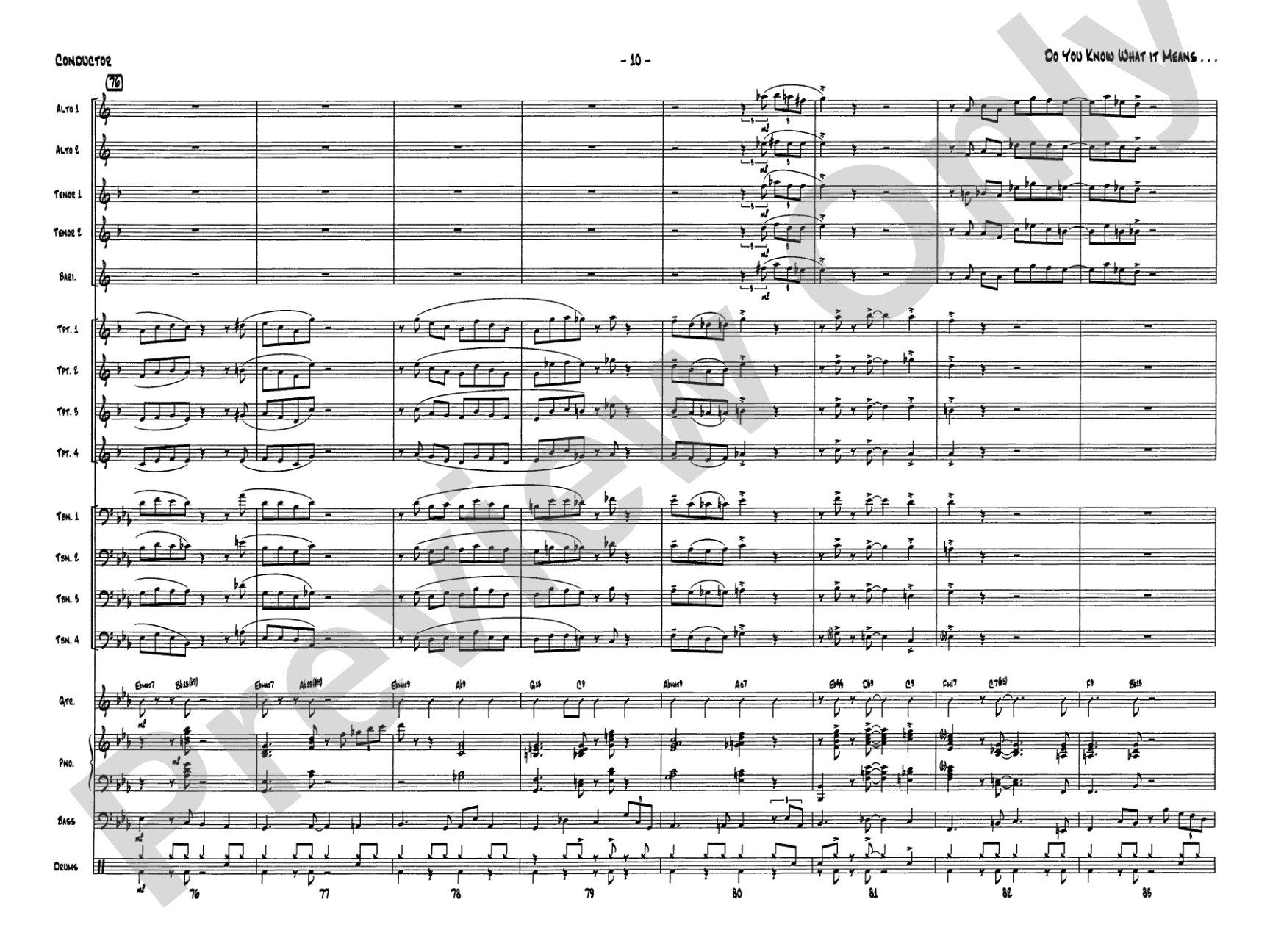 Do You Know What It Means to Miss New Orleans: Jazz Ensemble Conductor Score & Parts