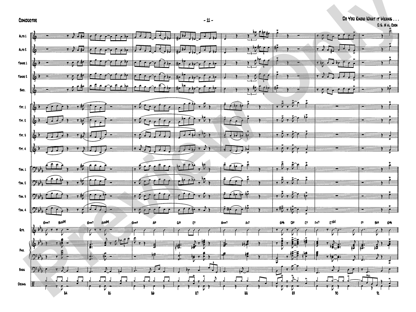 Do You Know What It Means to Miss New Orleans: Jazz Ensemble Conductor Score & Parts