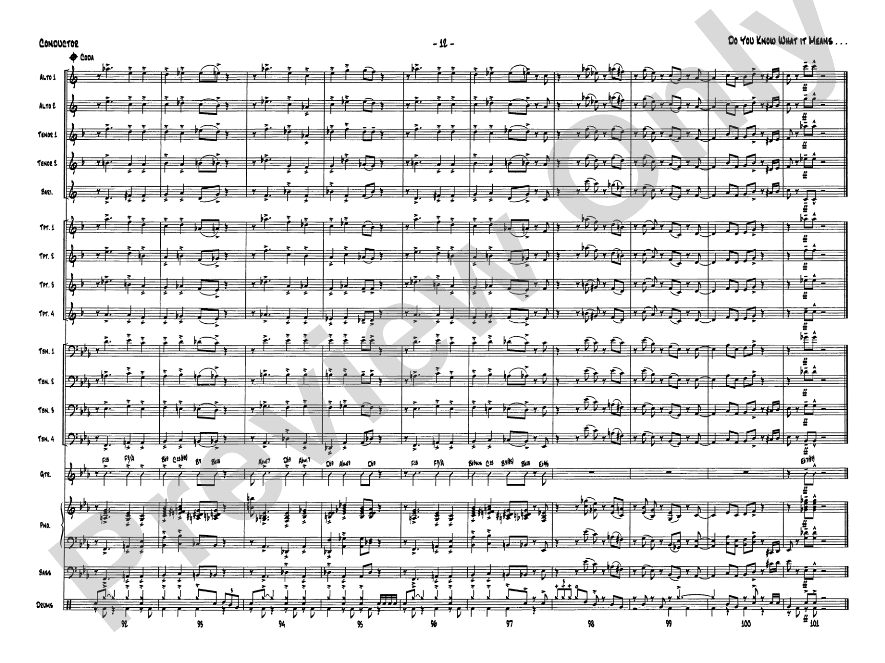 Do You Know What It Means to Miss New Orleans: Jazz Ensemble Conductor Score & Parts