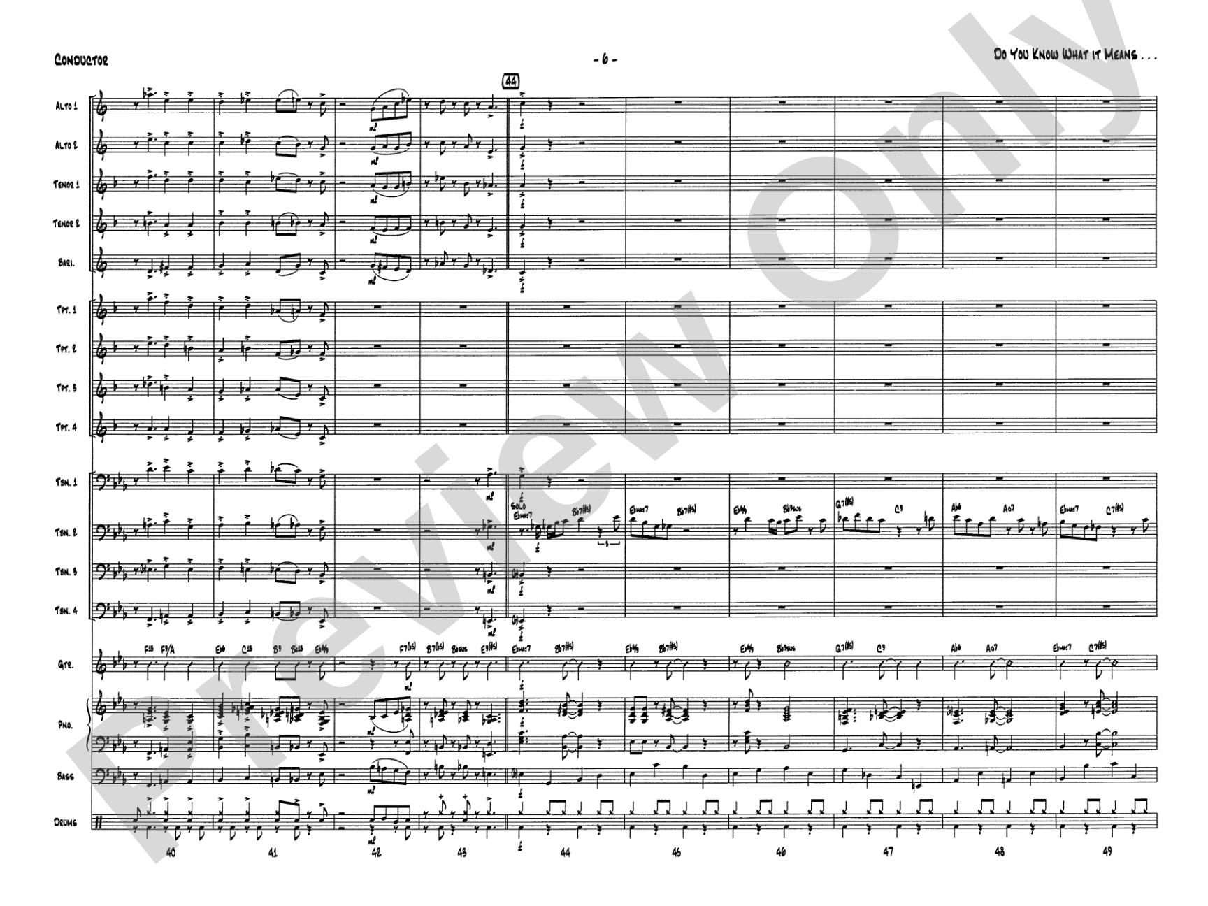 Do You Know What It Means to Miss New Orleans: Jazz Ensemble Conductor Score & Parts