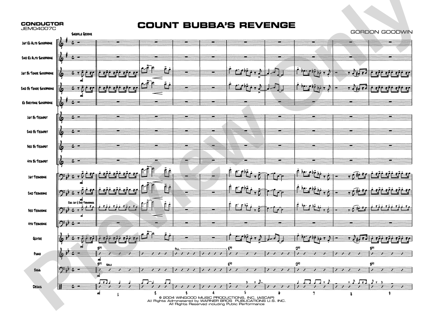 Count Bubba's Revenge: Jazz Ensemble Conductor Score & Parts
