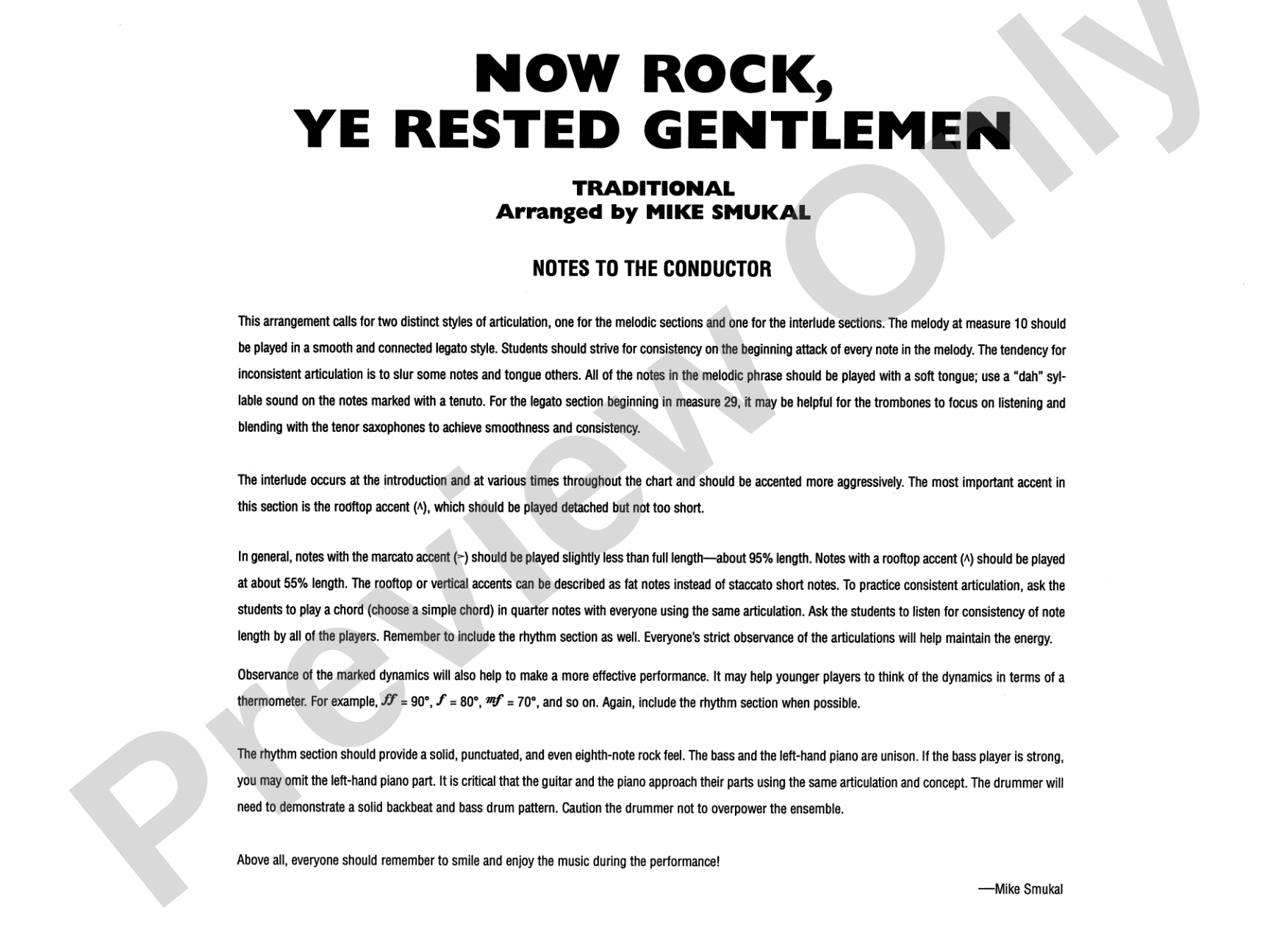 Now Rock, Ye Rested Gentlemen: Jazz Ensemble Conductor Score & Parts