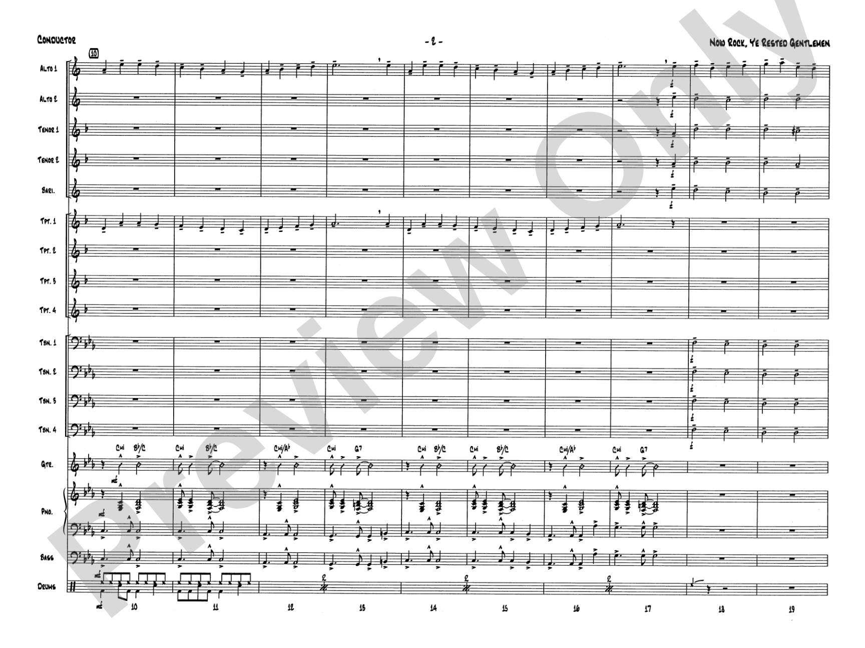 Now Rock, Ye Rested Gentlemen: Jazz Ensemble Conductor Score & Parts