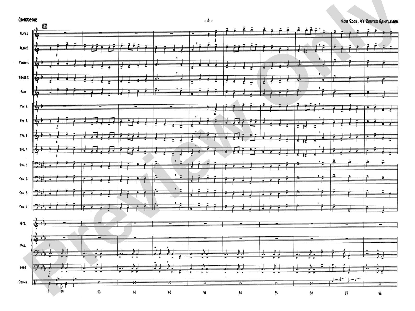 Now Rock, Ye Rested Gentlemen: Jazz Ensemble Conductor Score & Parts