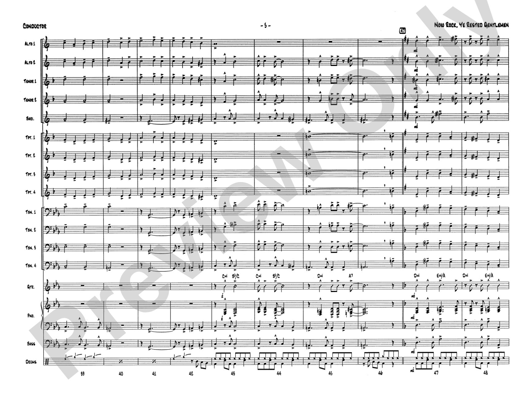 Now Rock, Ye Rested Gentlemen: Jazz Ensemble Conductor Score & Parts