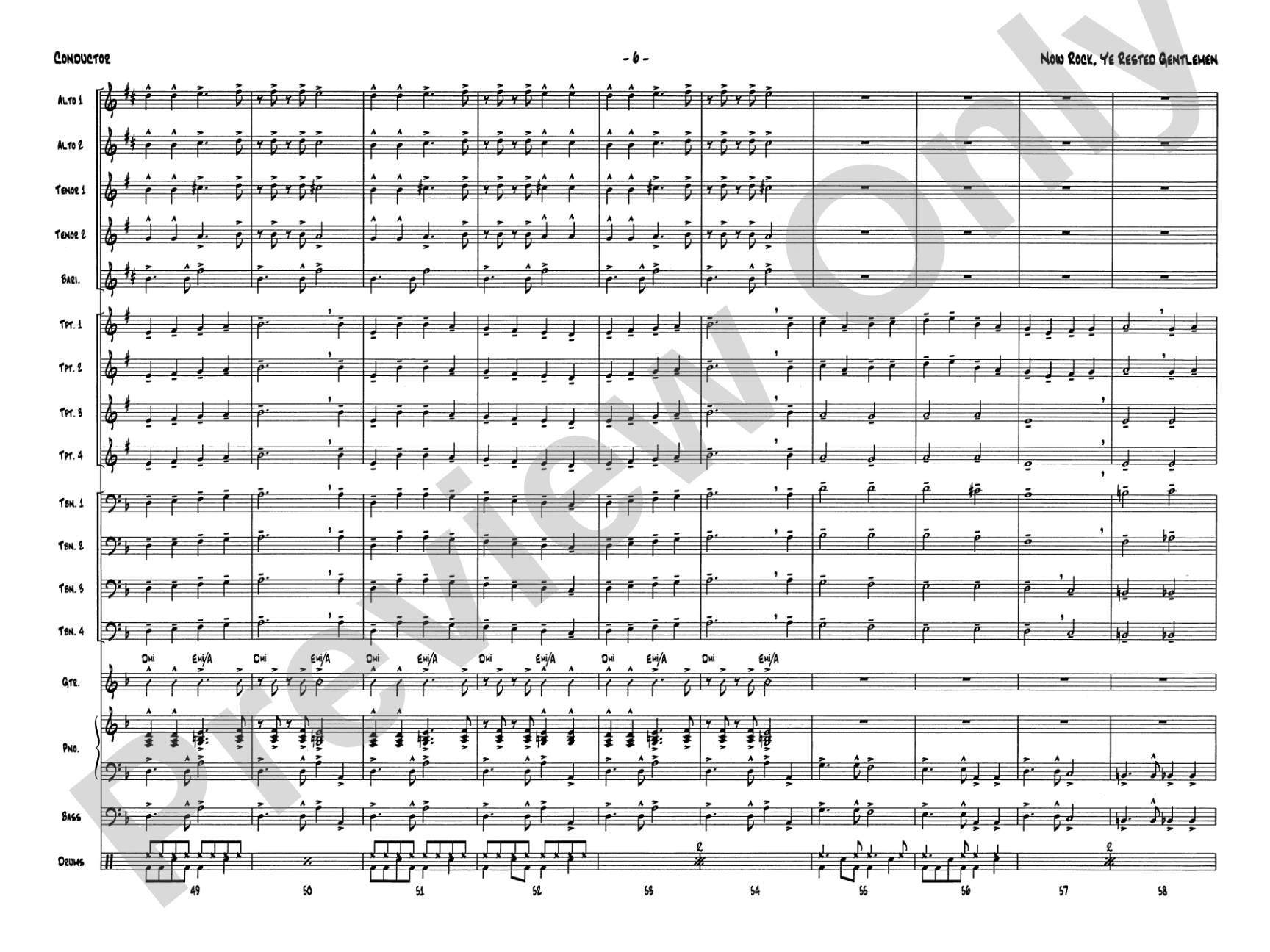 Now Rock, Ye Rested Gentlemen: Jazz Ensemble Conductor Score & Parts