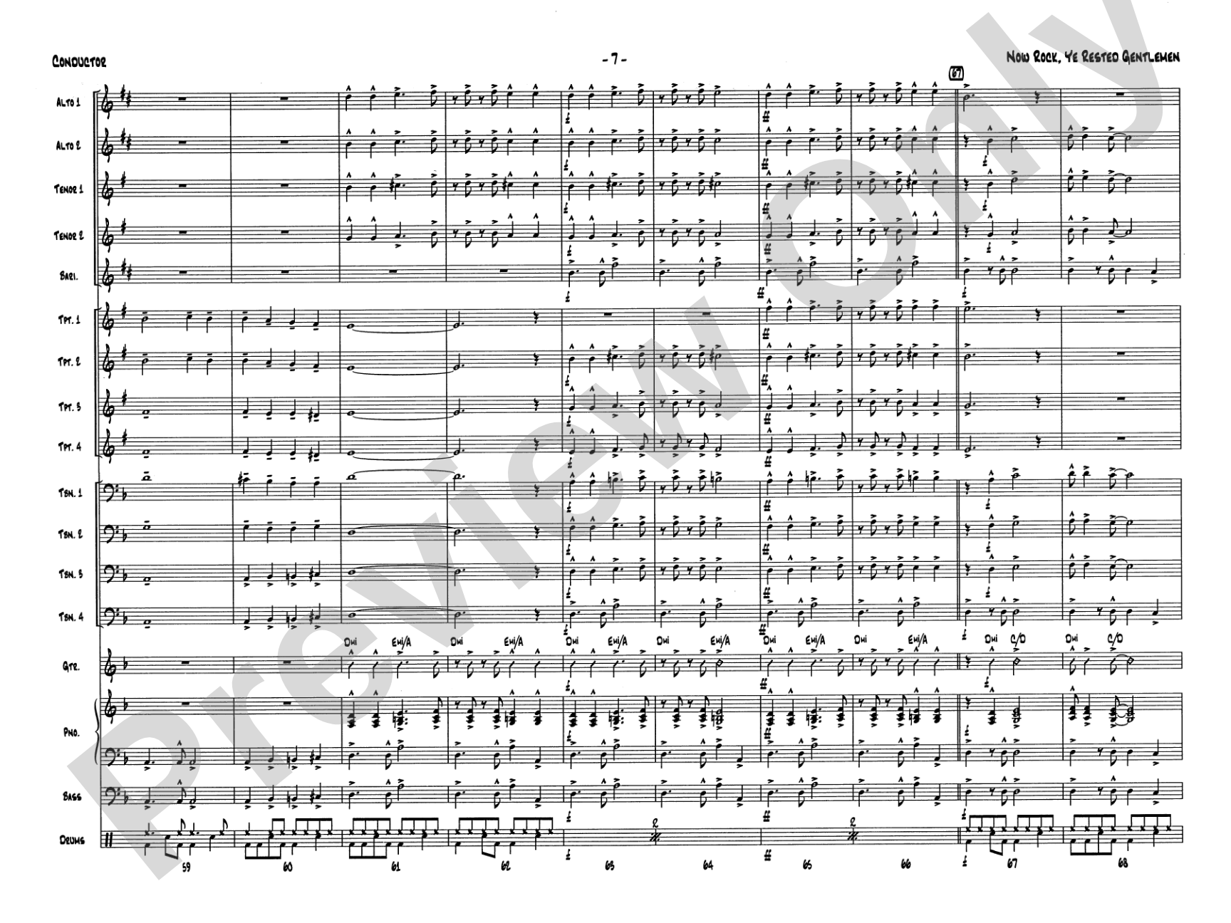 Now Rock, Ye Rested Gentlemen: Jazz Ensemble Conductor Score & Parts