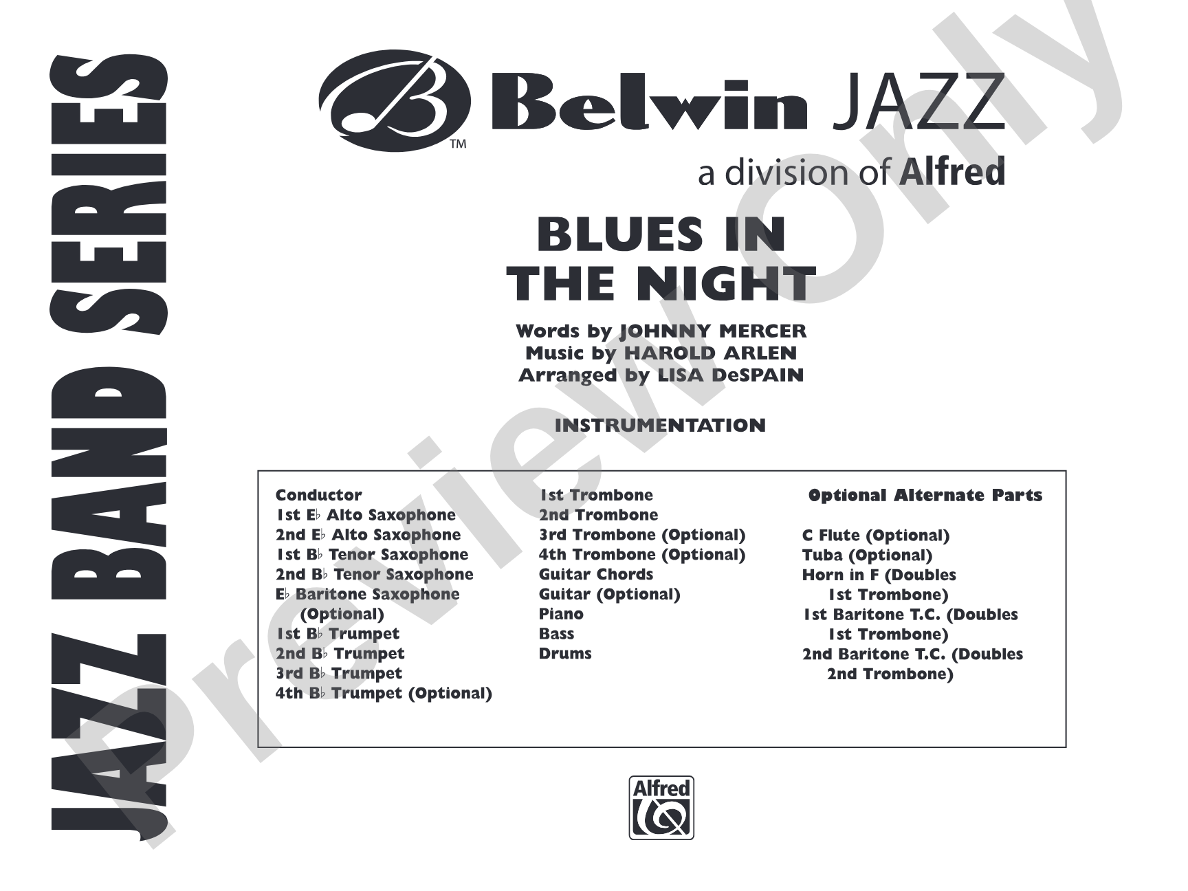Blues in the Night: Jazz Ensemble Conductor Score & Parts