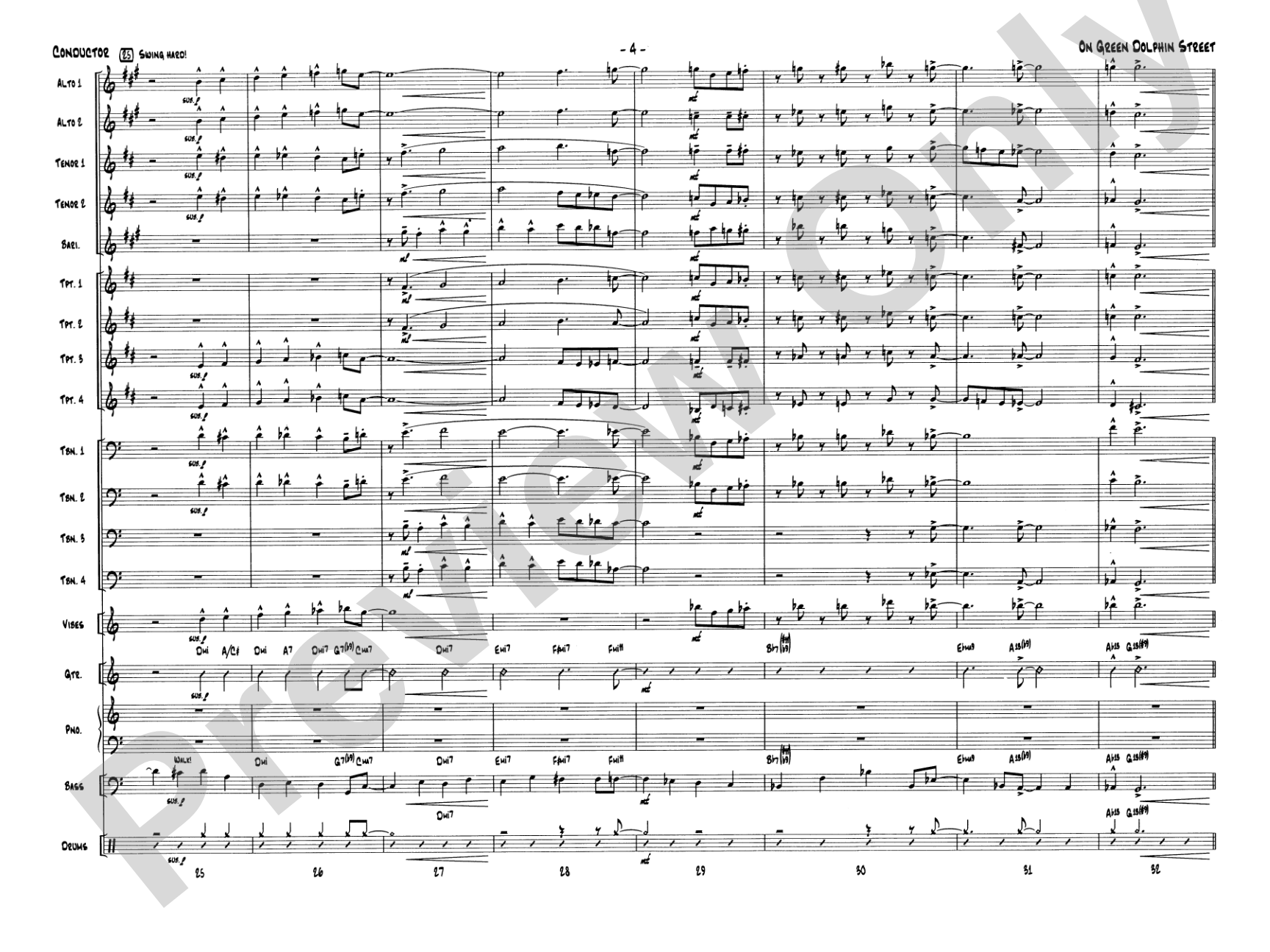 On Green Dolphin Street: Jazz Ensemble Conductor Score & Parts