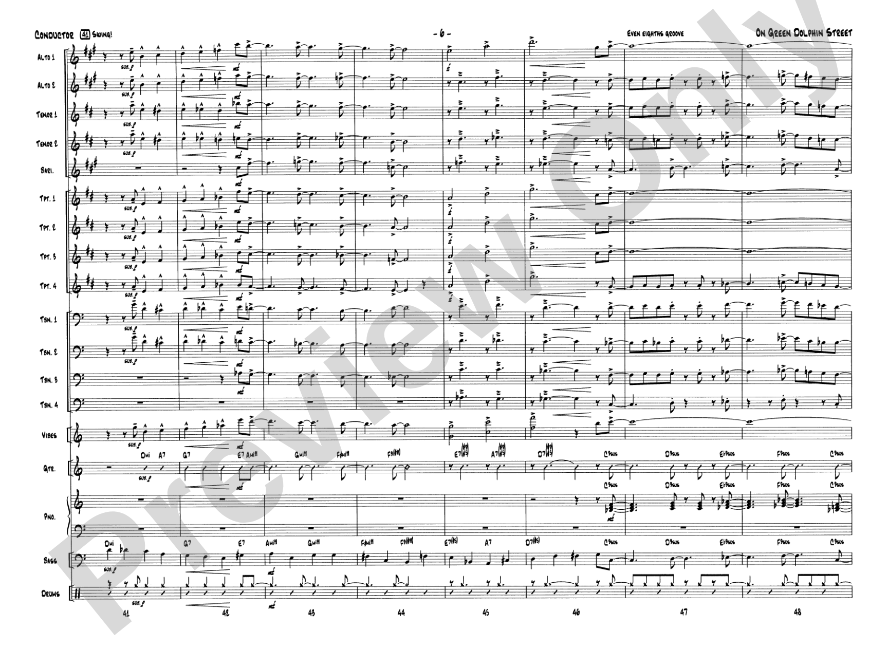 On Green Dolphin Street: Jazz Ensemble Conductor Score & Parts