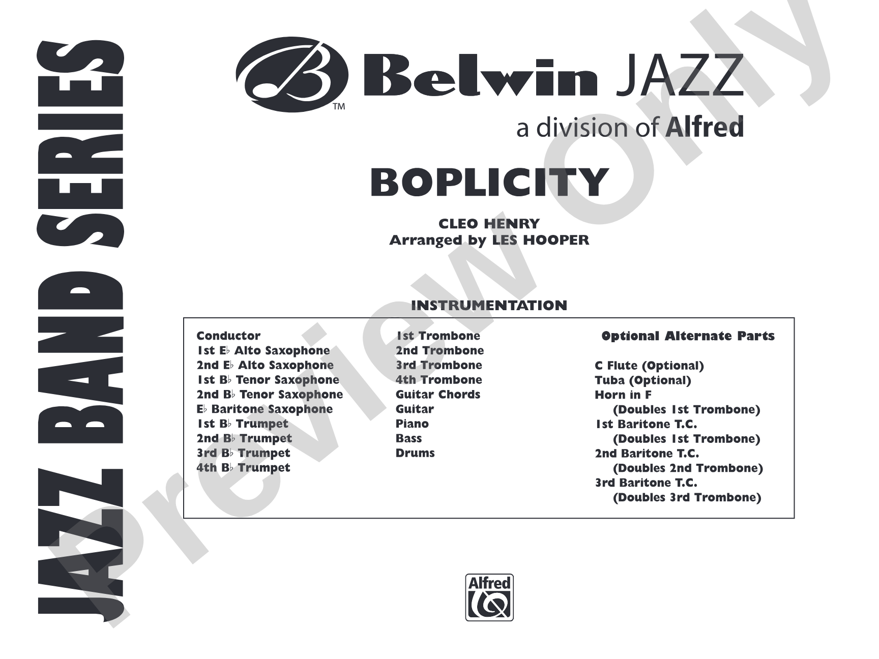 Boplicity: Jazz Ensemble Conductor Score & Parts