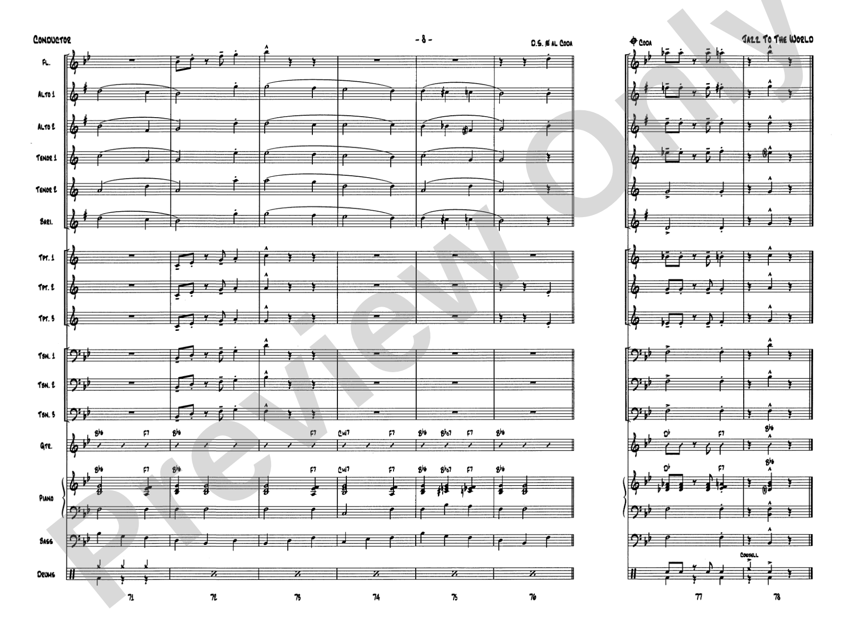Jazz to the World: Jazz Ensemble Conductor Score & Parts