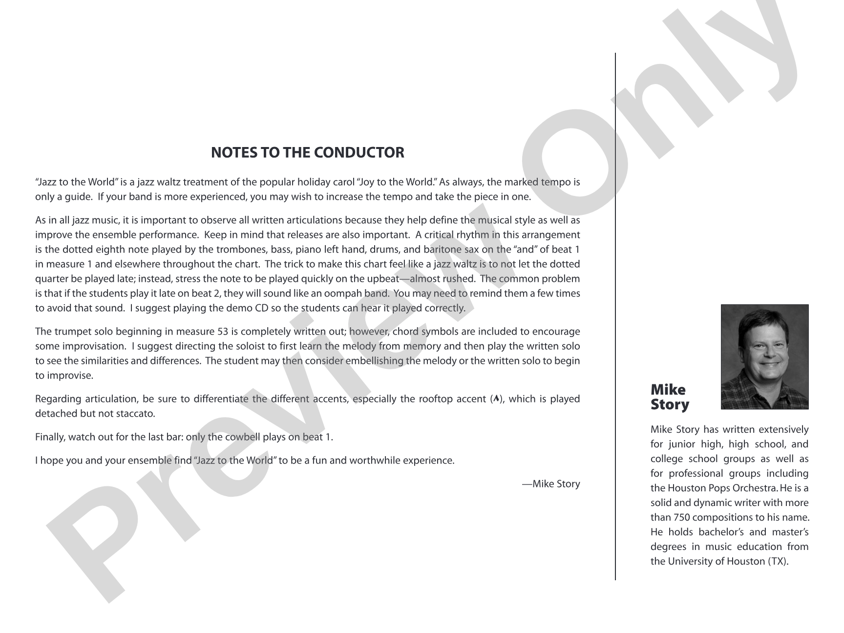 Jazz to the World: Jazz Ensemble Conductor Score & Parts