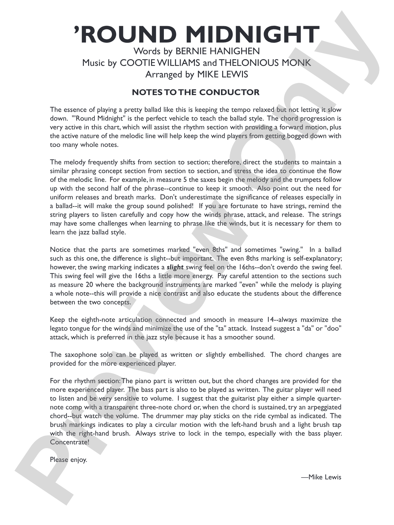 'Round Midnight: Score