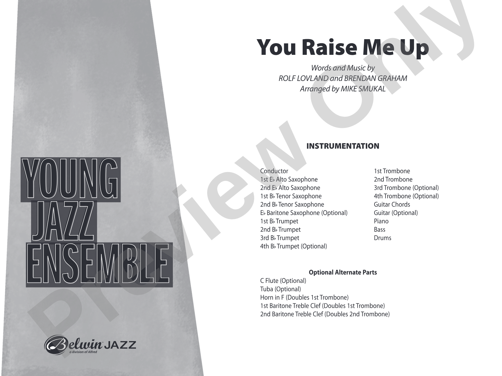 You Raise Me Up: Jazz Ensemble Conductor Score & Parts