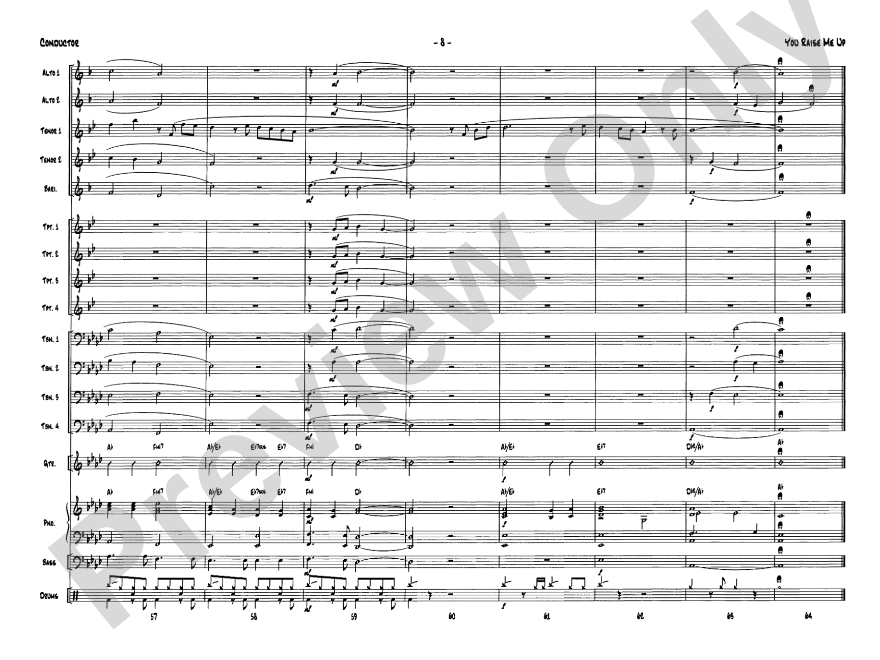You Raise Me Up: Jazz Ensemble Conductor Score & Parts