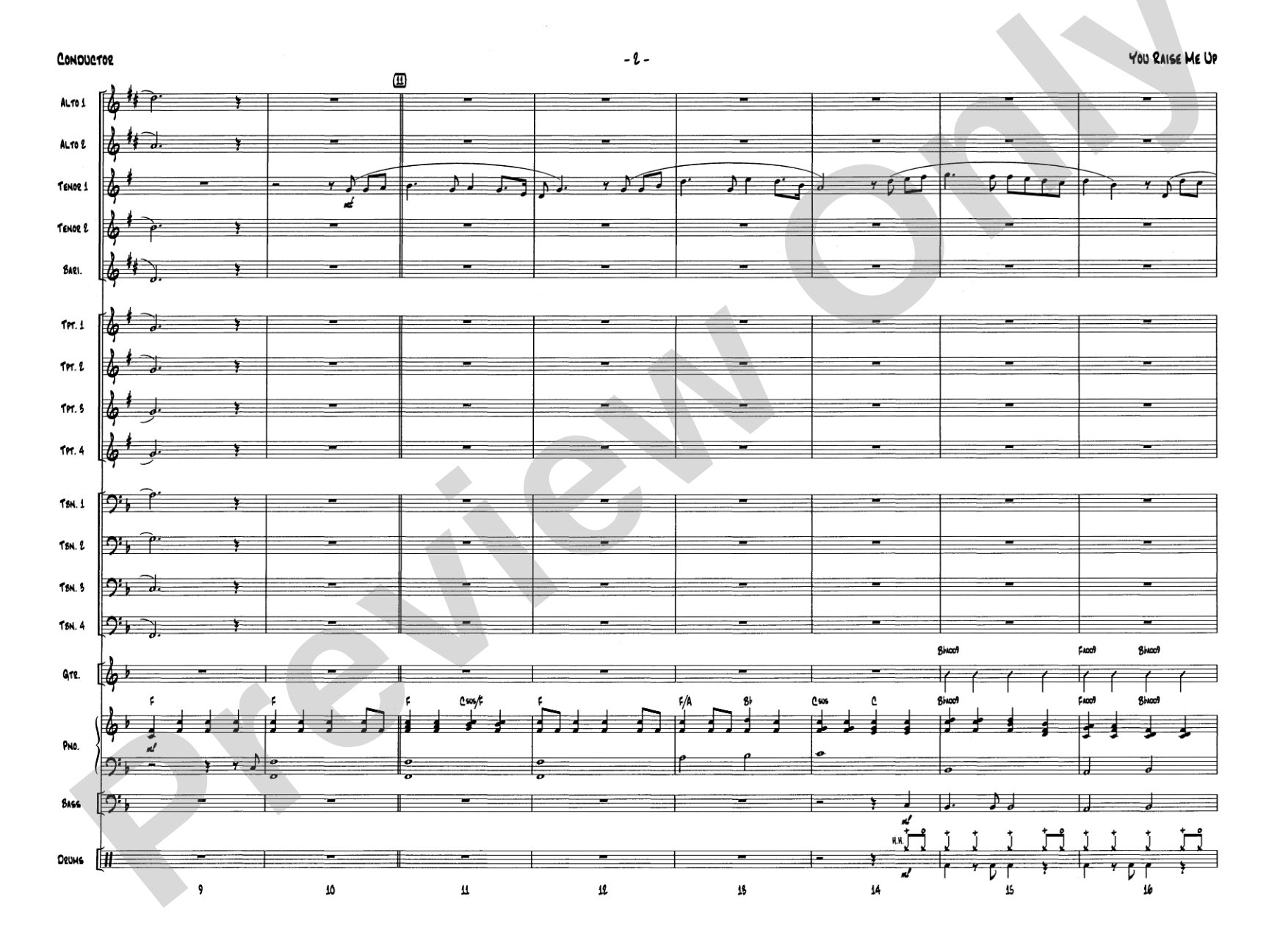 You Raise Me Up: Jazz Ensemble Conductor Score & Parts