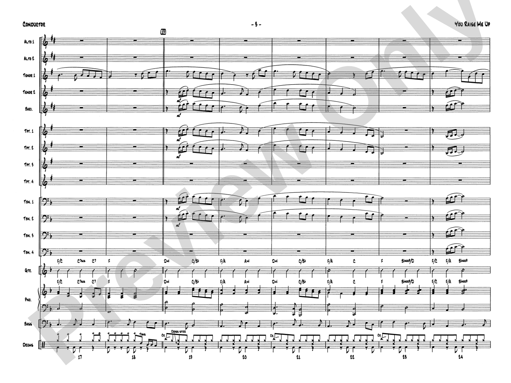You Raise Me Up: Jazz Ensemble Conductor Score & Parts