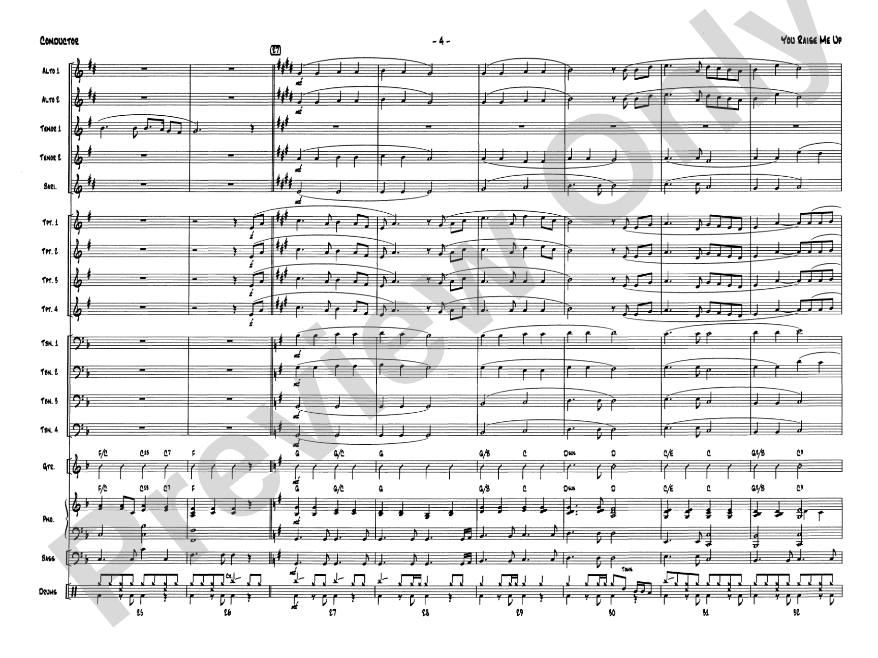 You Raise Me Up: Jazz Ensemble Conductor Score & Parts