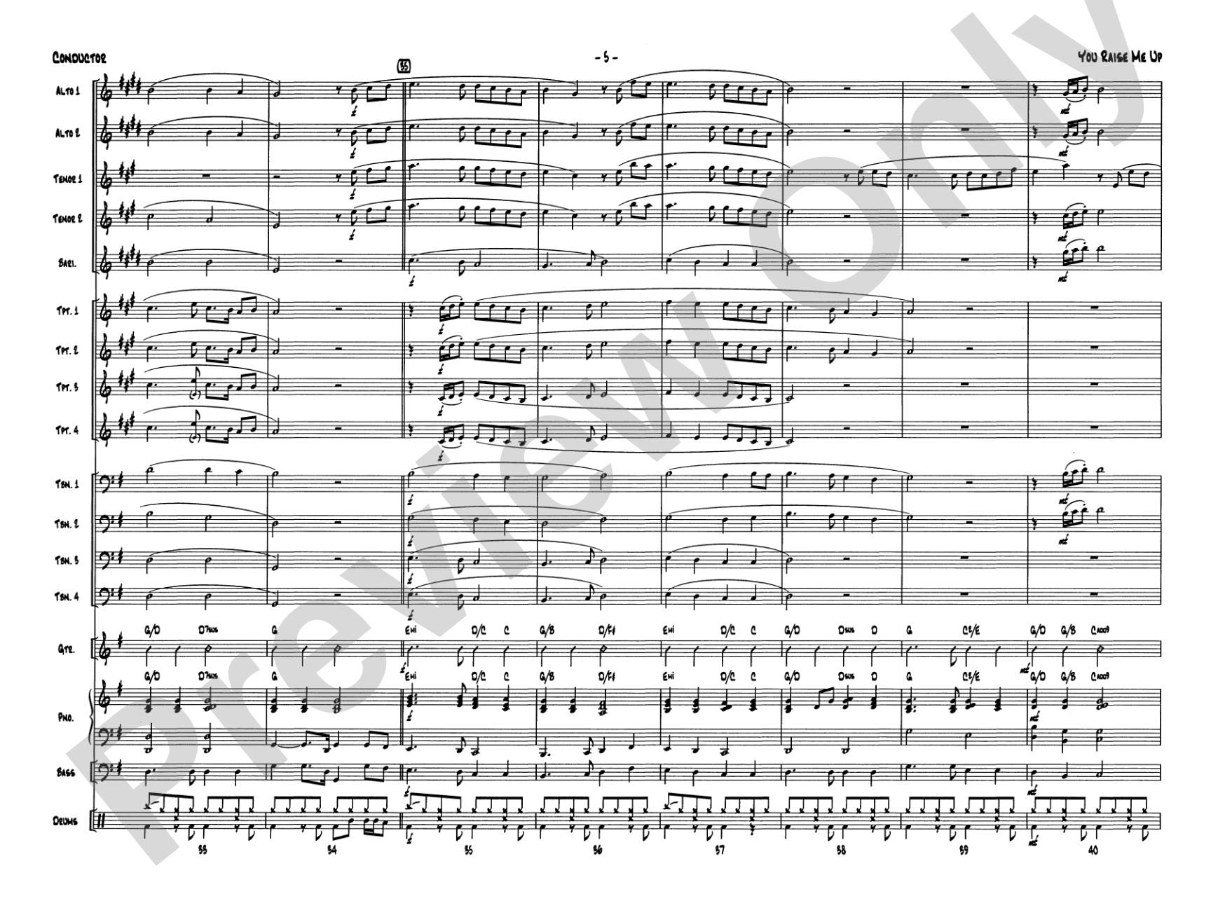 You Raise Me Up: Jazz Ensemble Conductor Score & Parts
