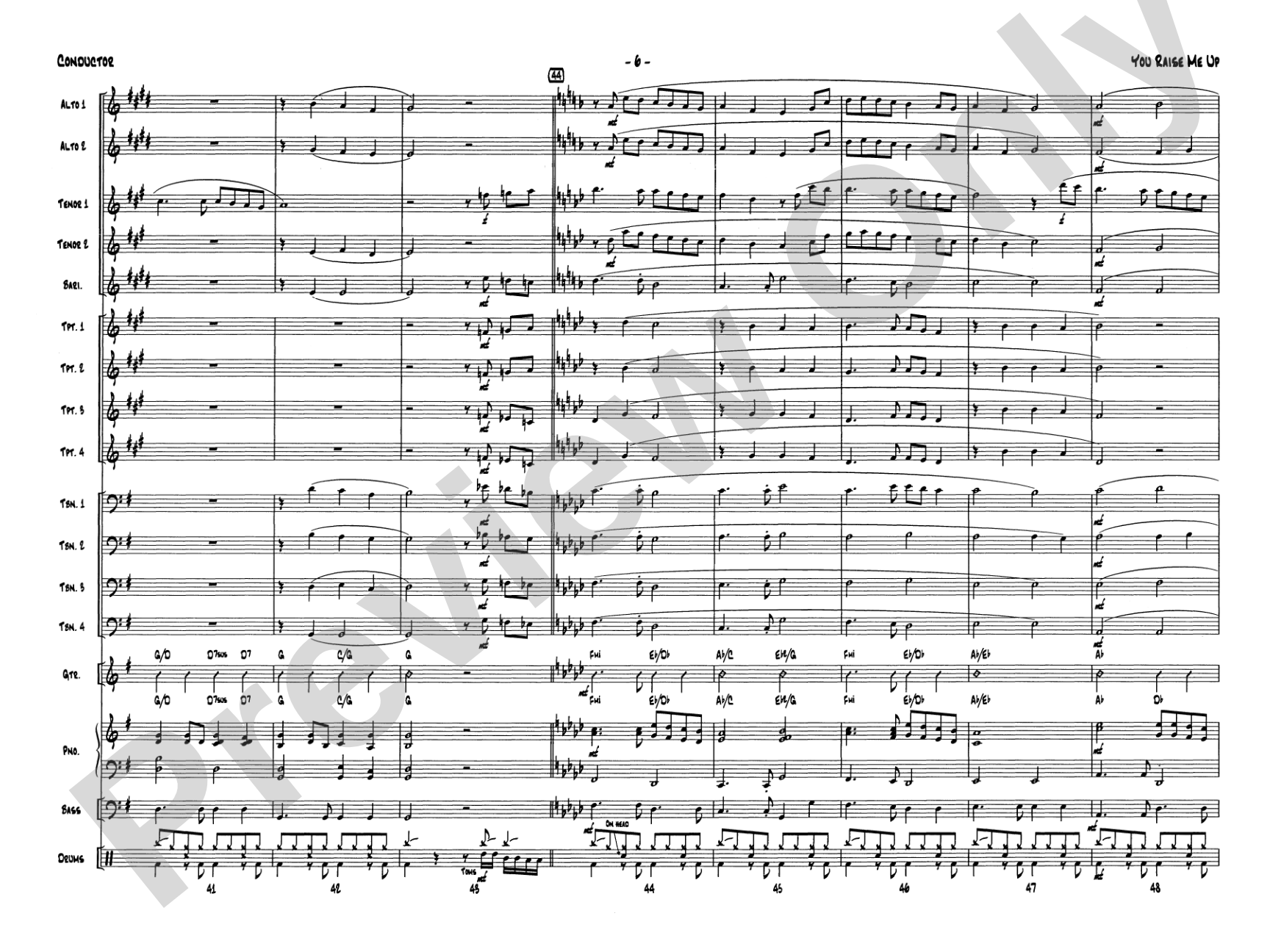 You Raise Me Up: Jazz Ensemble Conductor Score & Parts