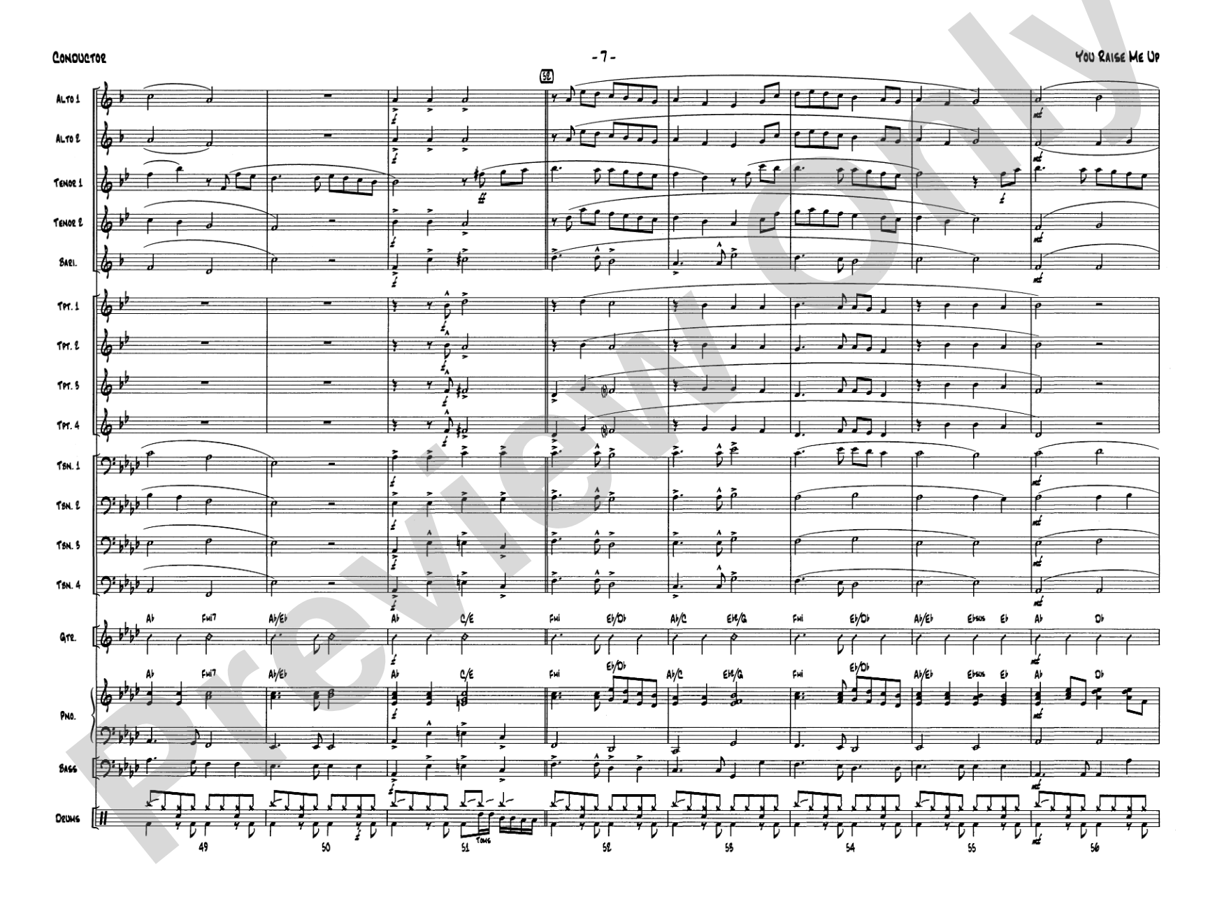 You Raise Me Up: Jazz Ensemble Conductor Score & Parts