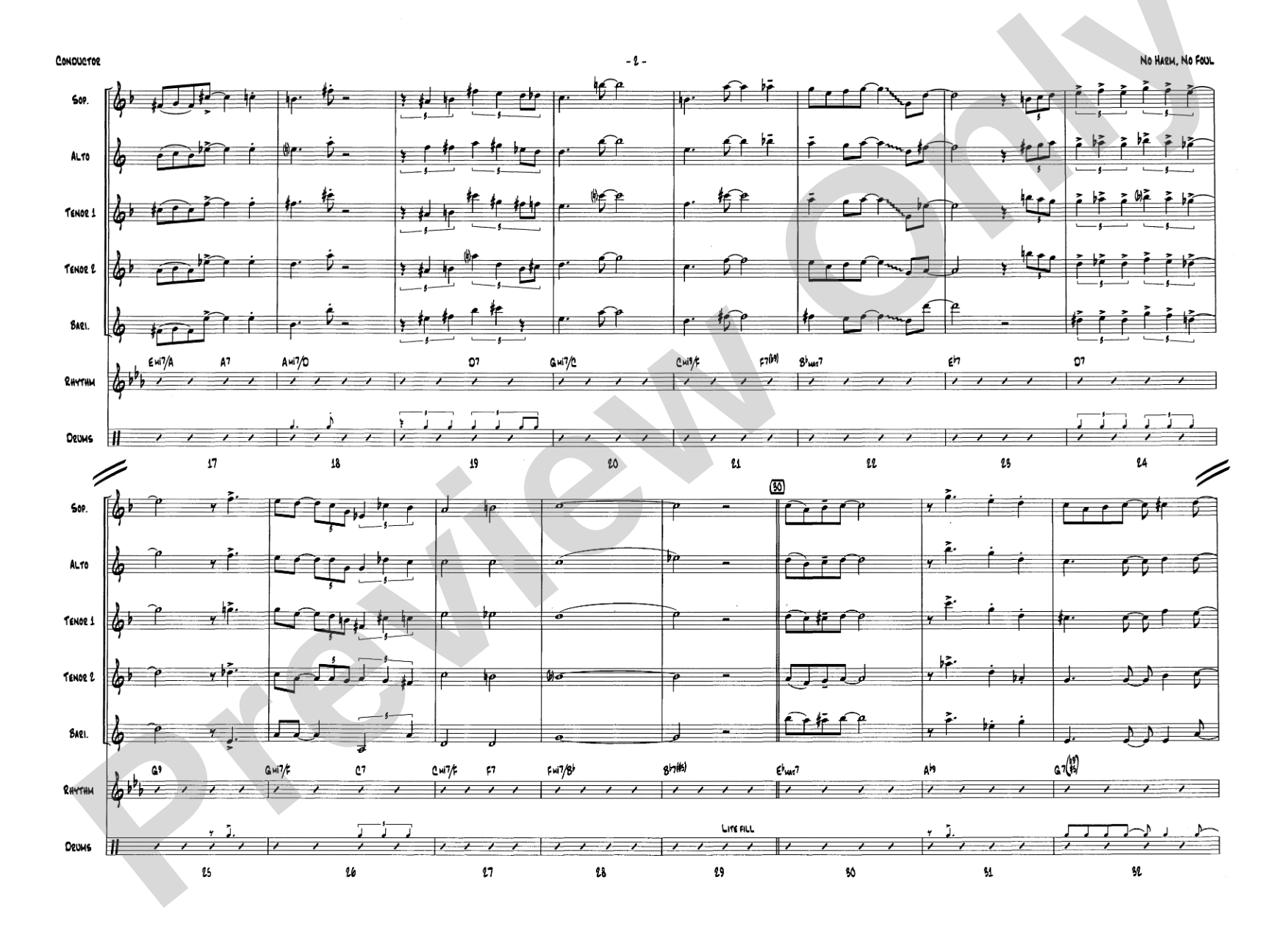 No Harm, No Foul: Saxophone Quintet & Rhythm Section