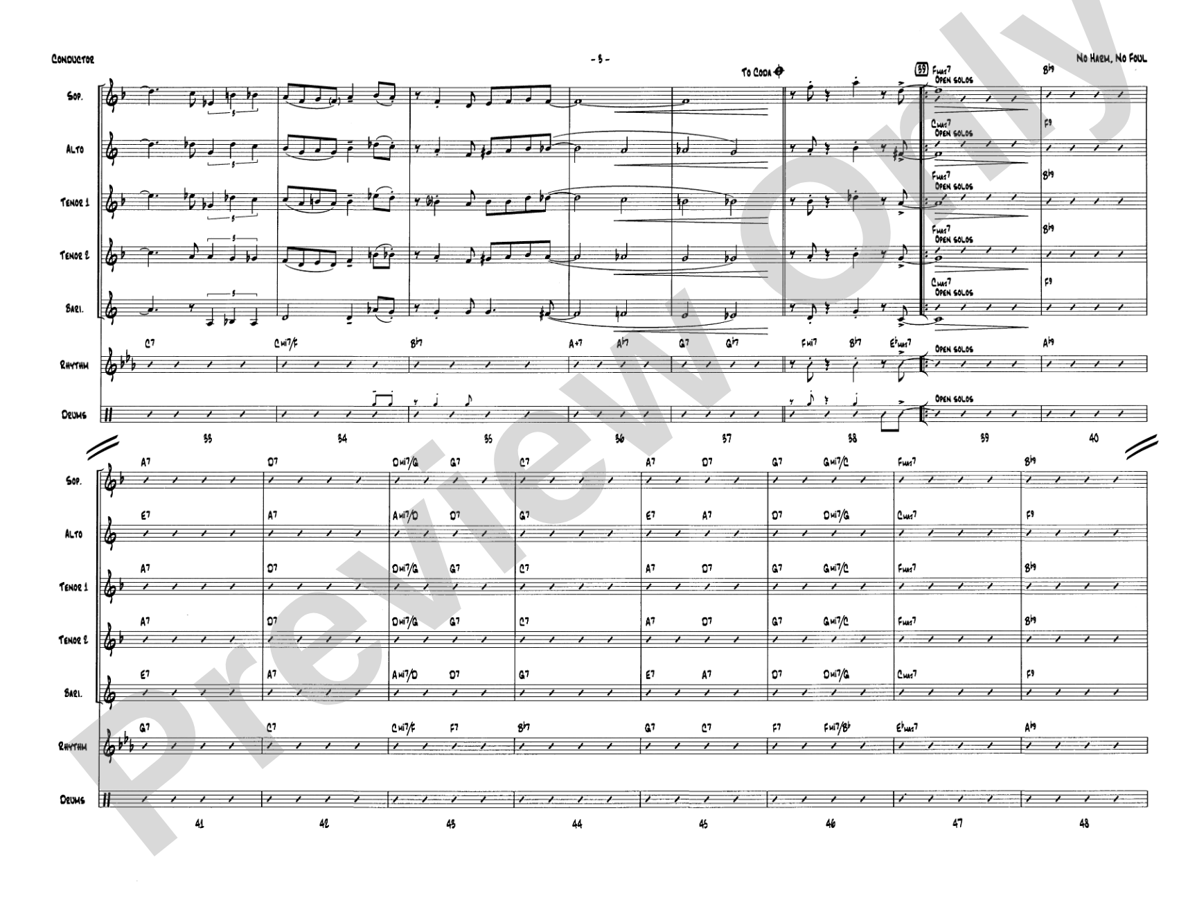 No Harm, No Foul: Saxophone Quintet & Rhythm Section
