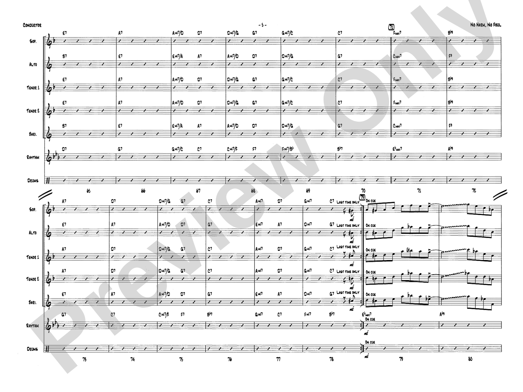 No Harm, No Foul: Saxophone Quintet & Rhythm Section