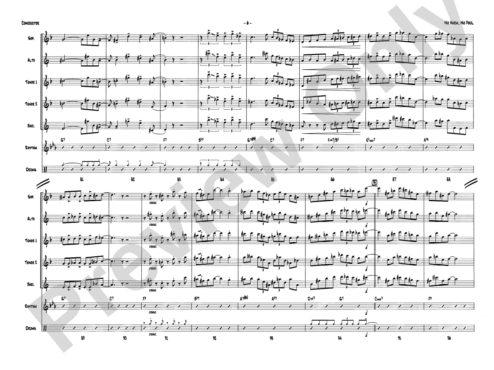 No Harm, No Foul: Saxophone Quintet & Rhythm Section