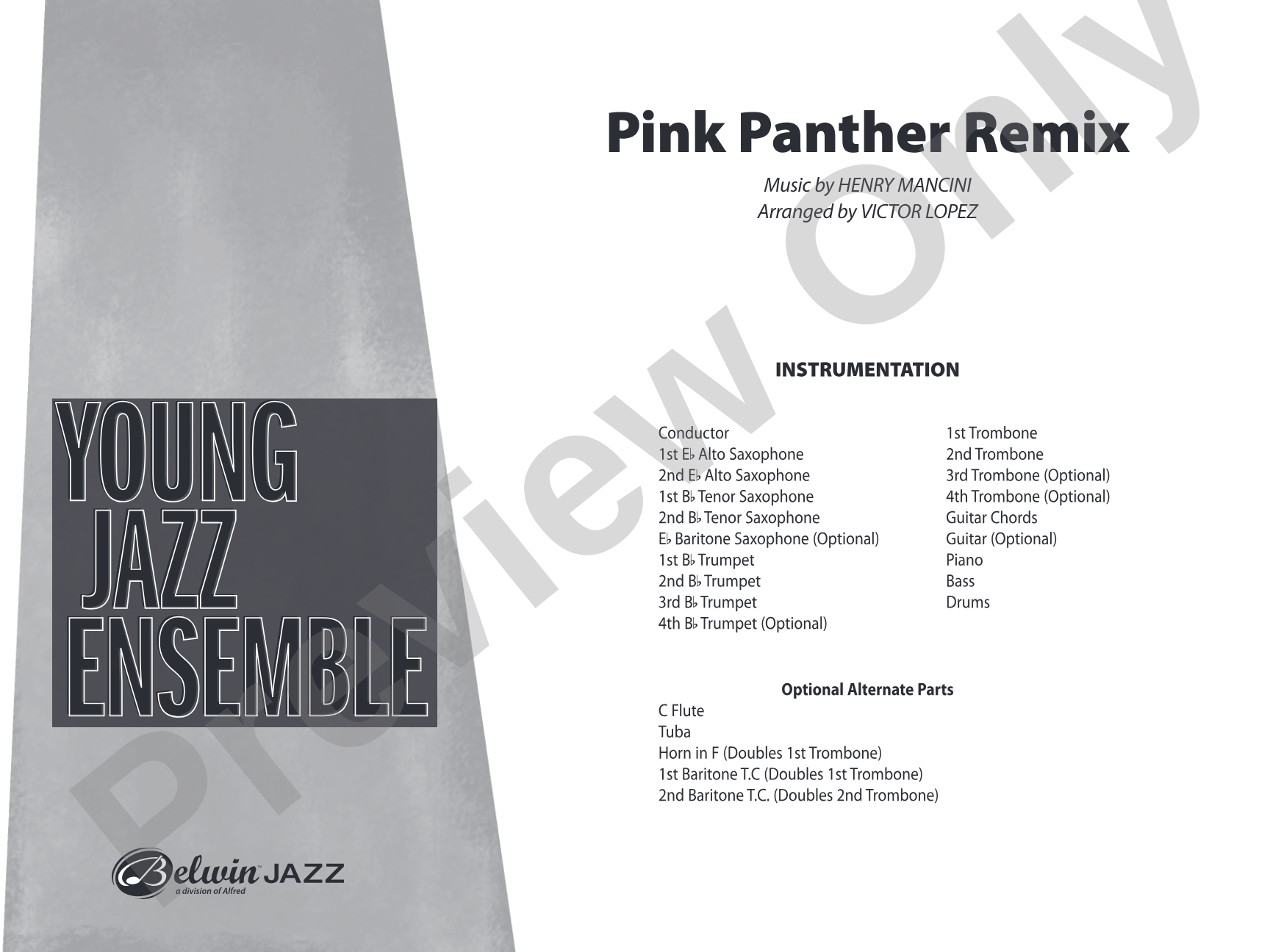 Pink Panther Remix: Jazz Ensemble Conductor Score & Parts