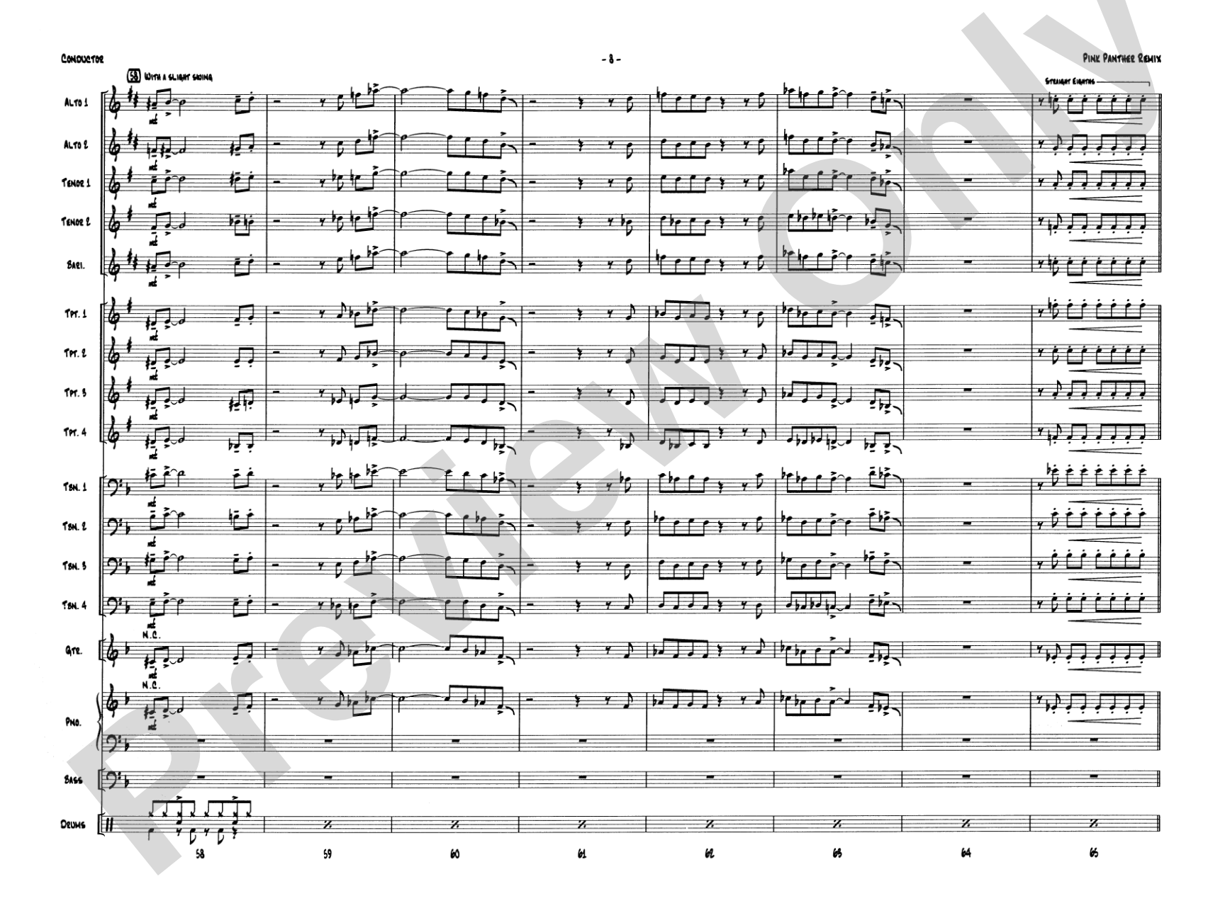 Pink Panther Remix: Jazz Ensemble Conductor Score & Parts