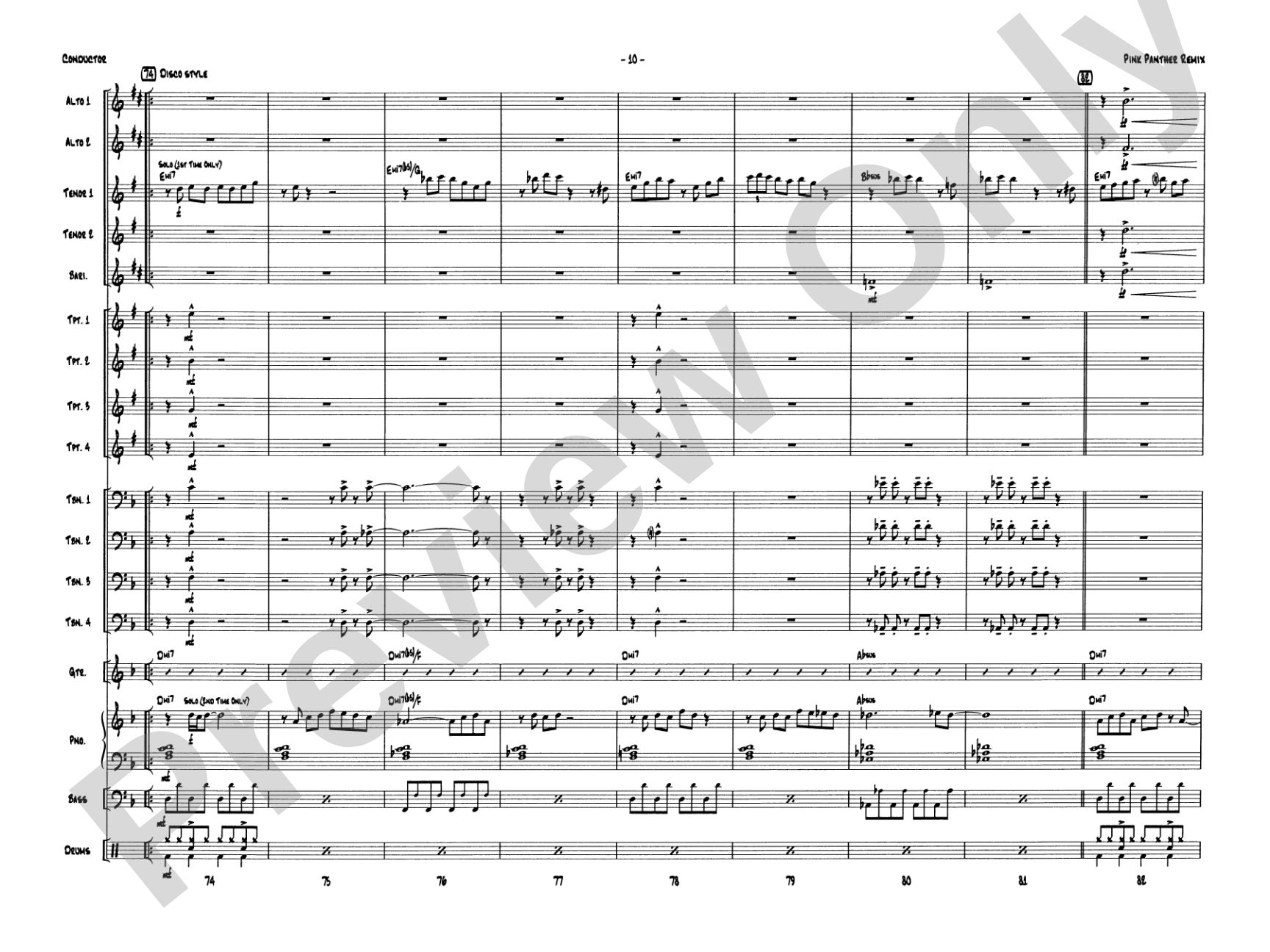 Pink Panther Remix: Jazz Ensemble Conductor Score & Parts