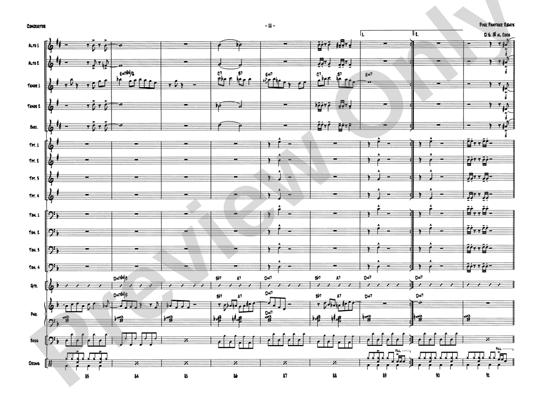 Pink Panther Remix: Jazz Ensemble Conductor Score & Parts