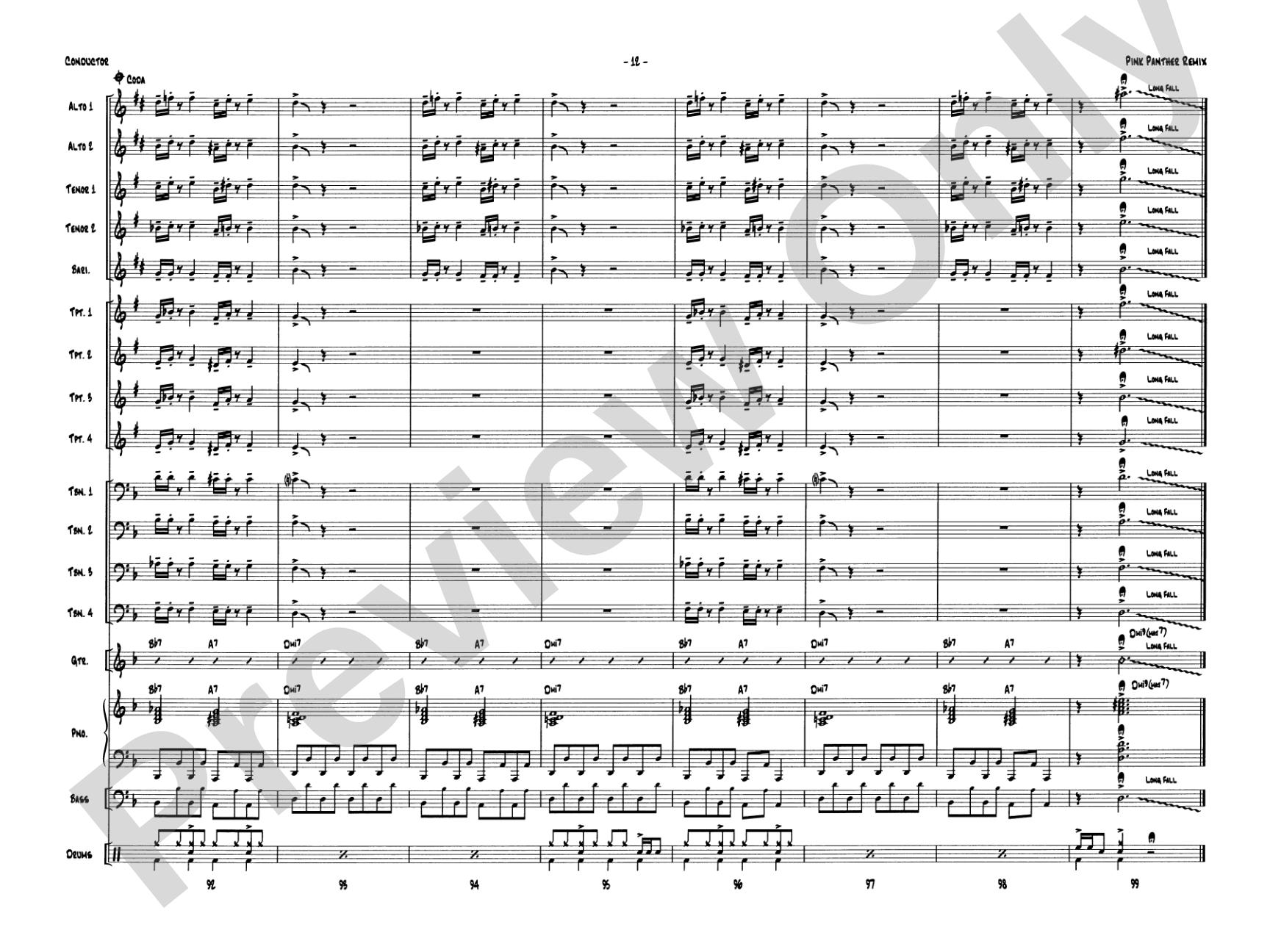 Pink Panther Remix: Jazz Ensemble Conductor Score & Parts