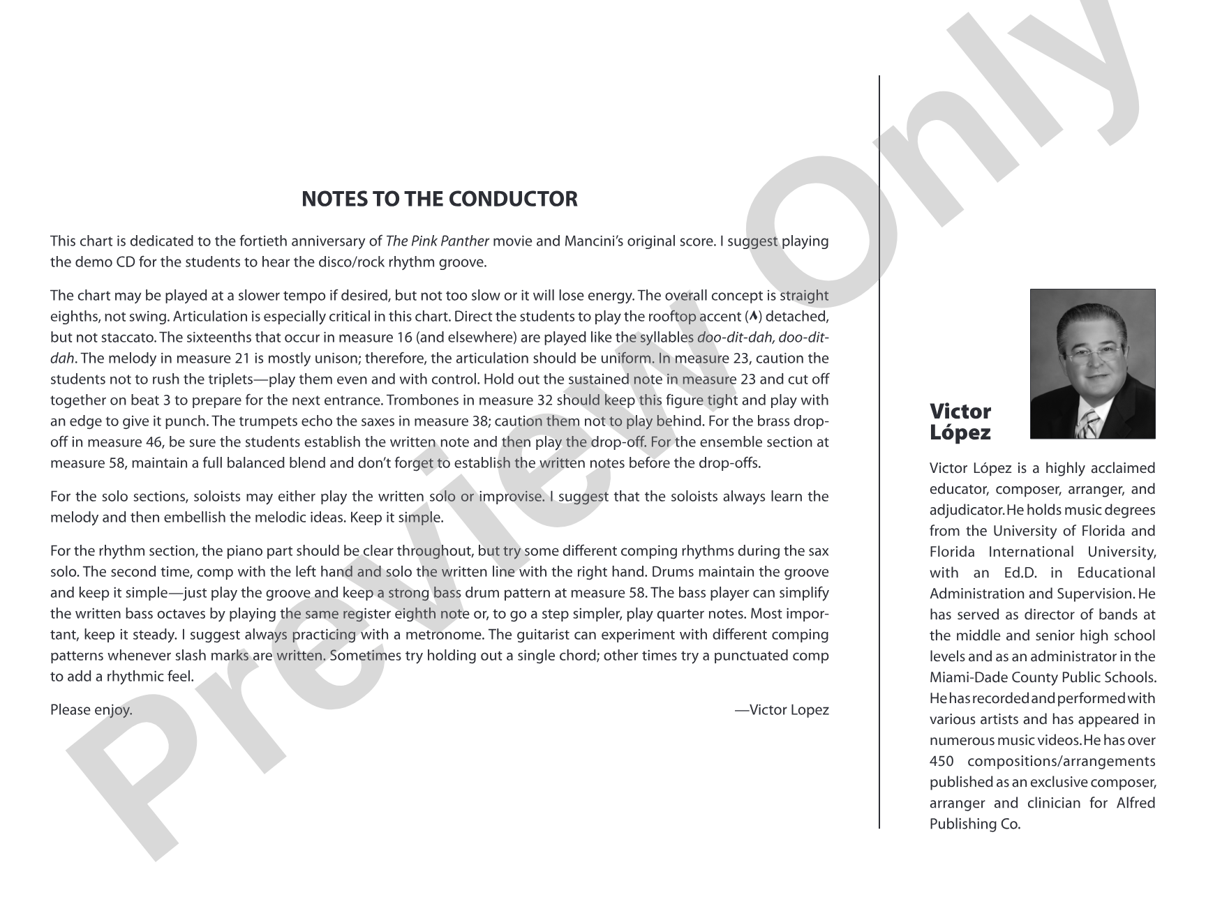 Pink Panther Remix: Jazz Ensemble Conductor Score & Parts