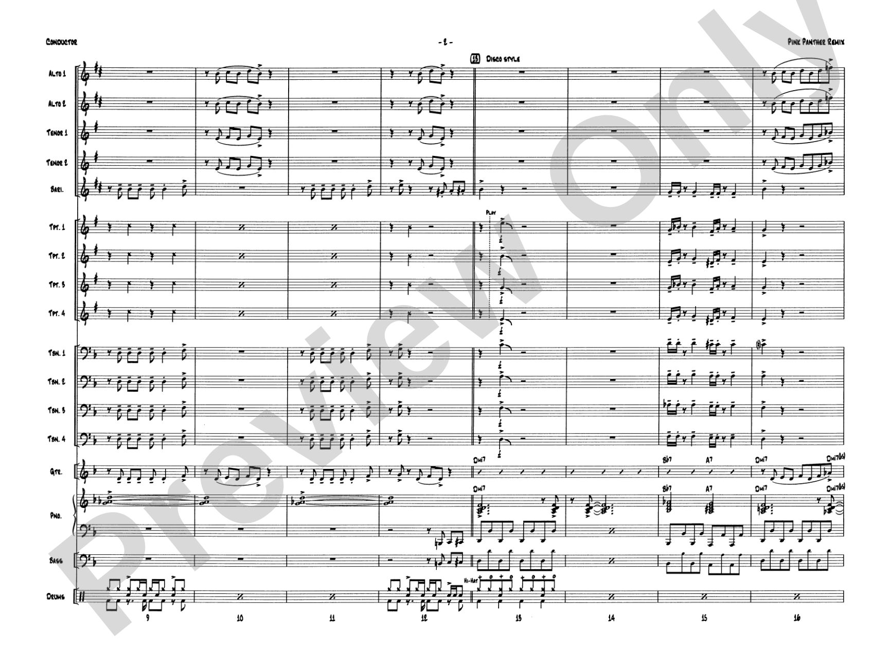 Pink Panther Remix: Jazz Ensemble Conductor Score & Parts