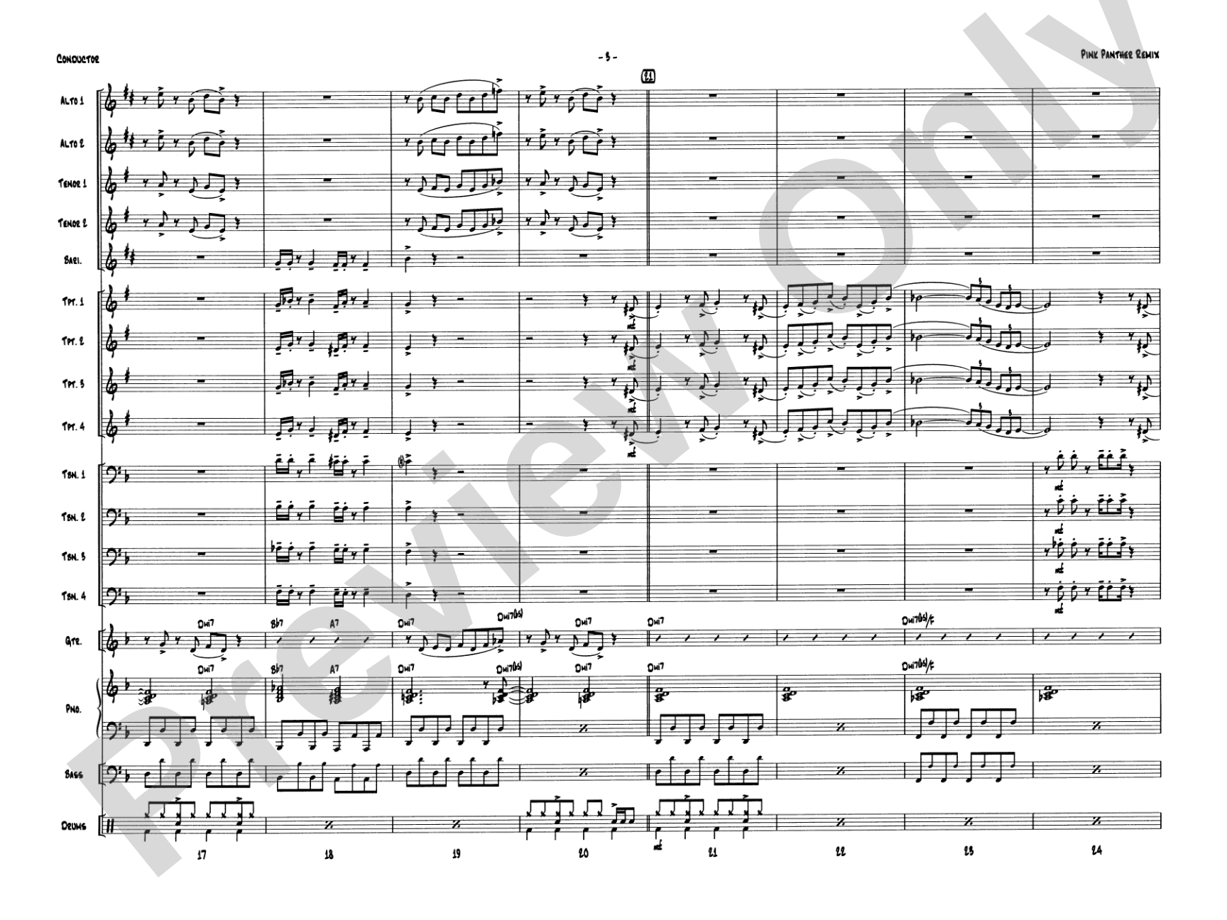 Pink Panther Remix: Jazz Ensemble Conductor Score & Parts