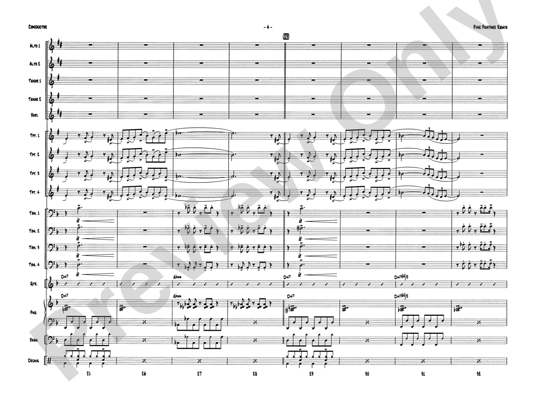 Pink Panther Remix: Jazz Ensemble Conductor Score & Parts