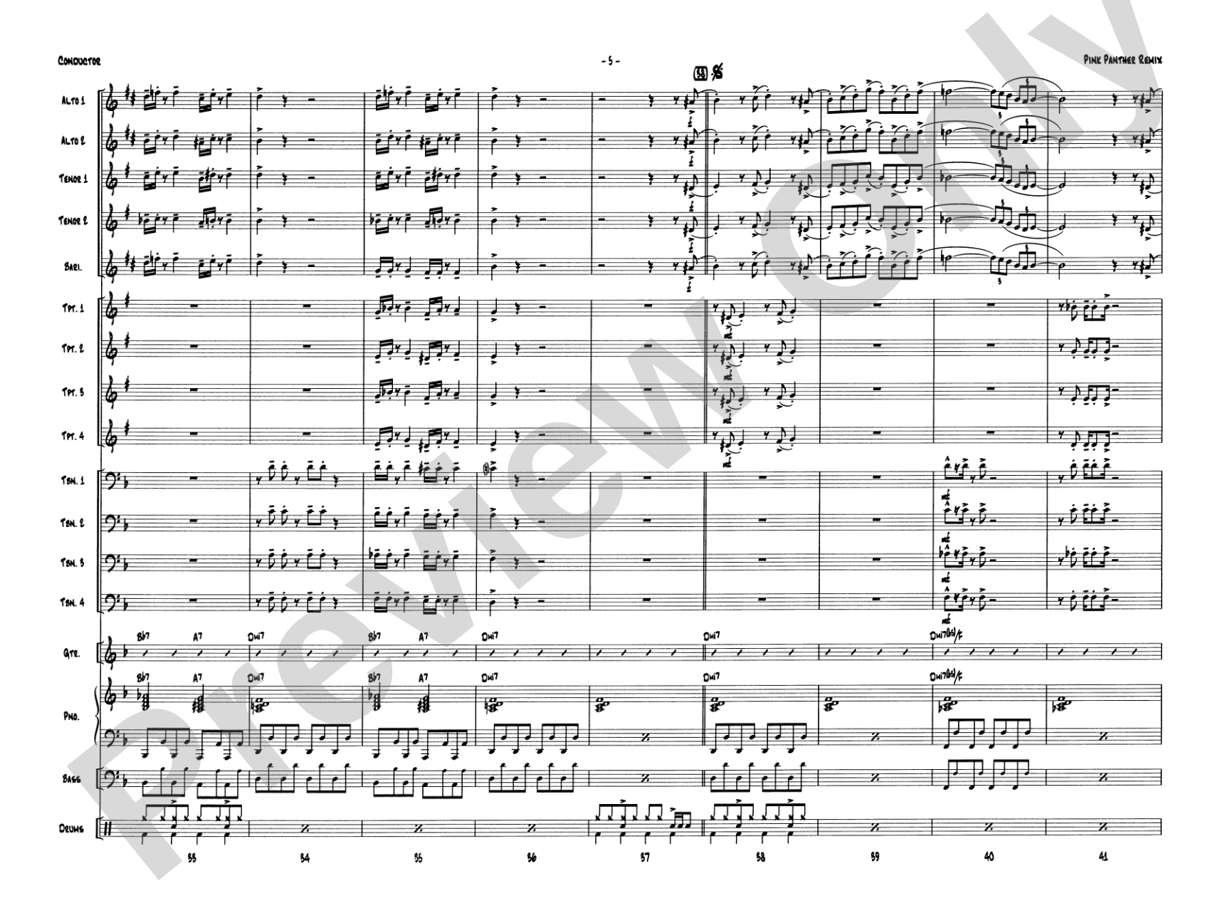 Pink Panther Remix: Jazz Ensemble Conductor Score & Parts