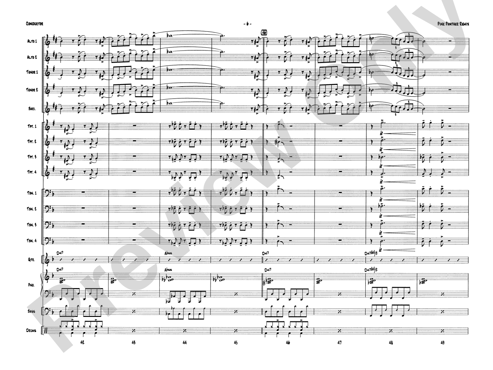 Pink Panther Remix: Jazz Ensemble Conductor Score & Parts