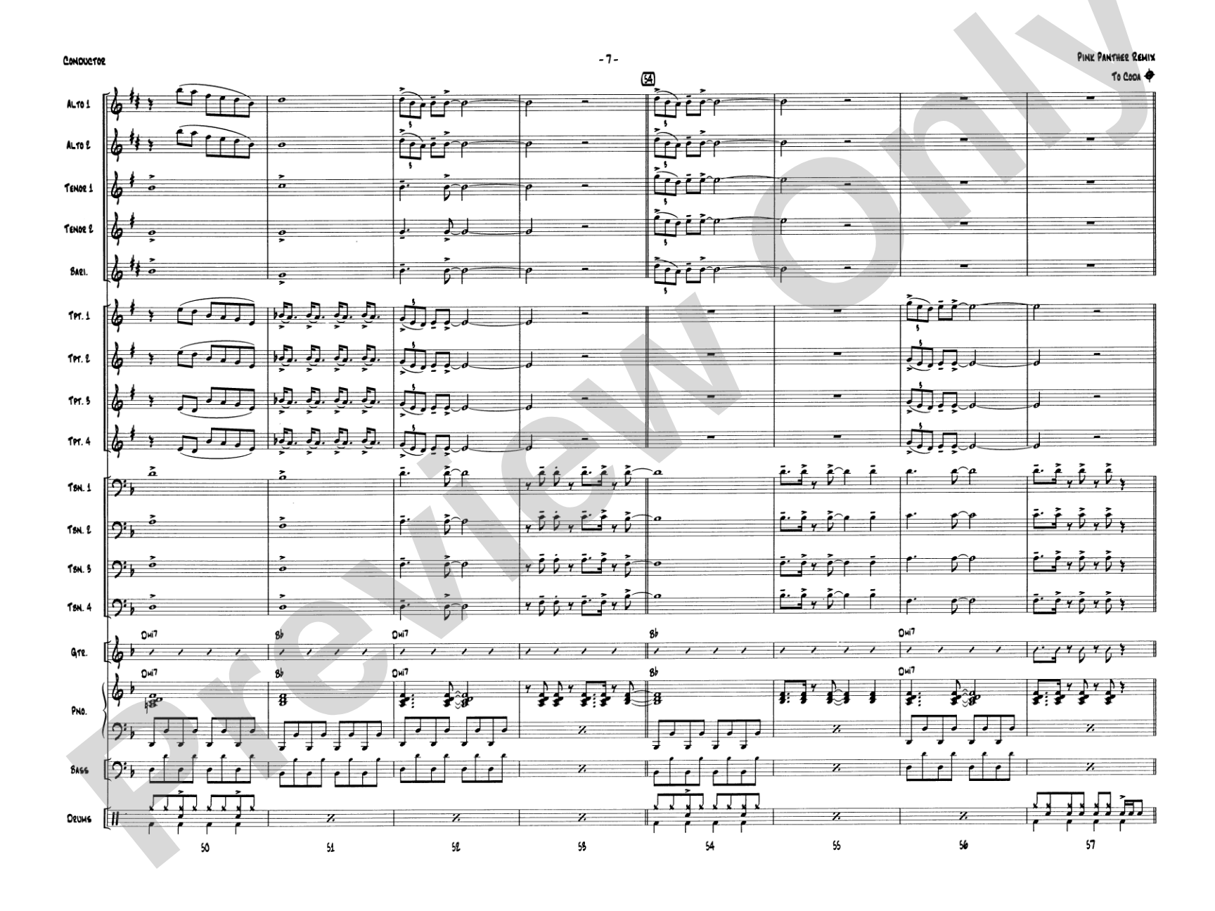 Pink Panther Remix: Jazz Ensemble Conductor Score & Parts