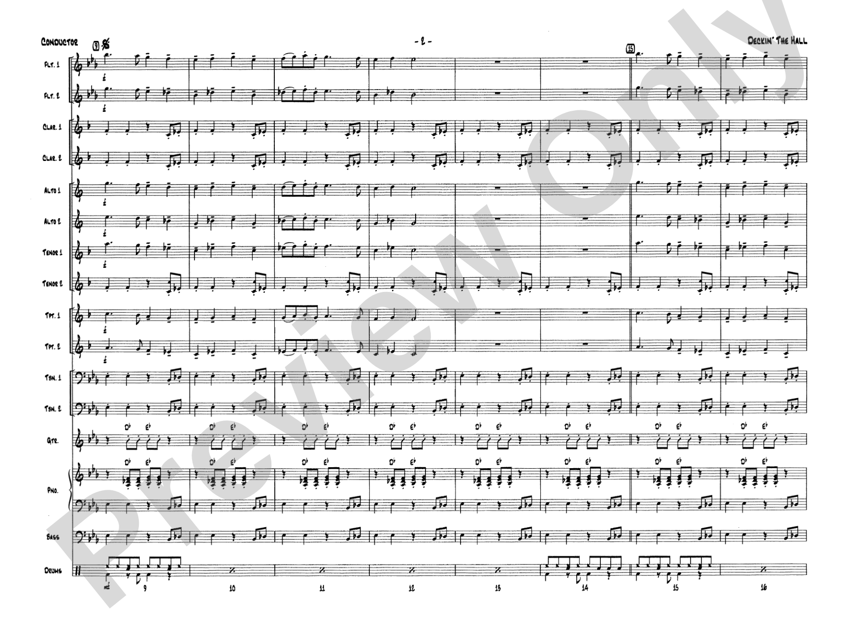 Deckin' the Hall: Jazz Ensemble Conductor Score & Parts