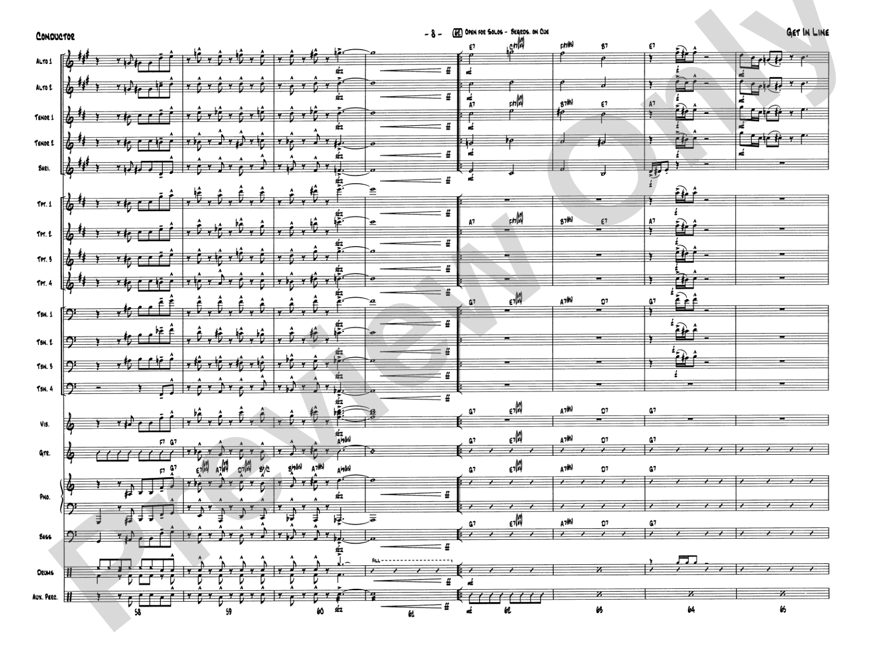 Get in Line: Jazz Ensemble Conductor Score & Parts