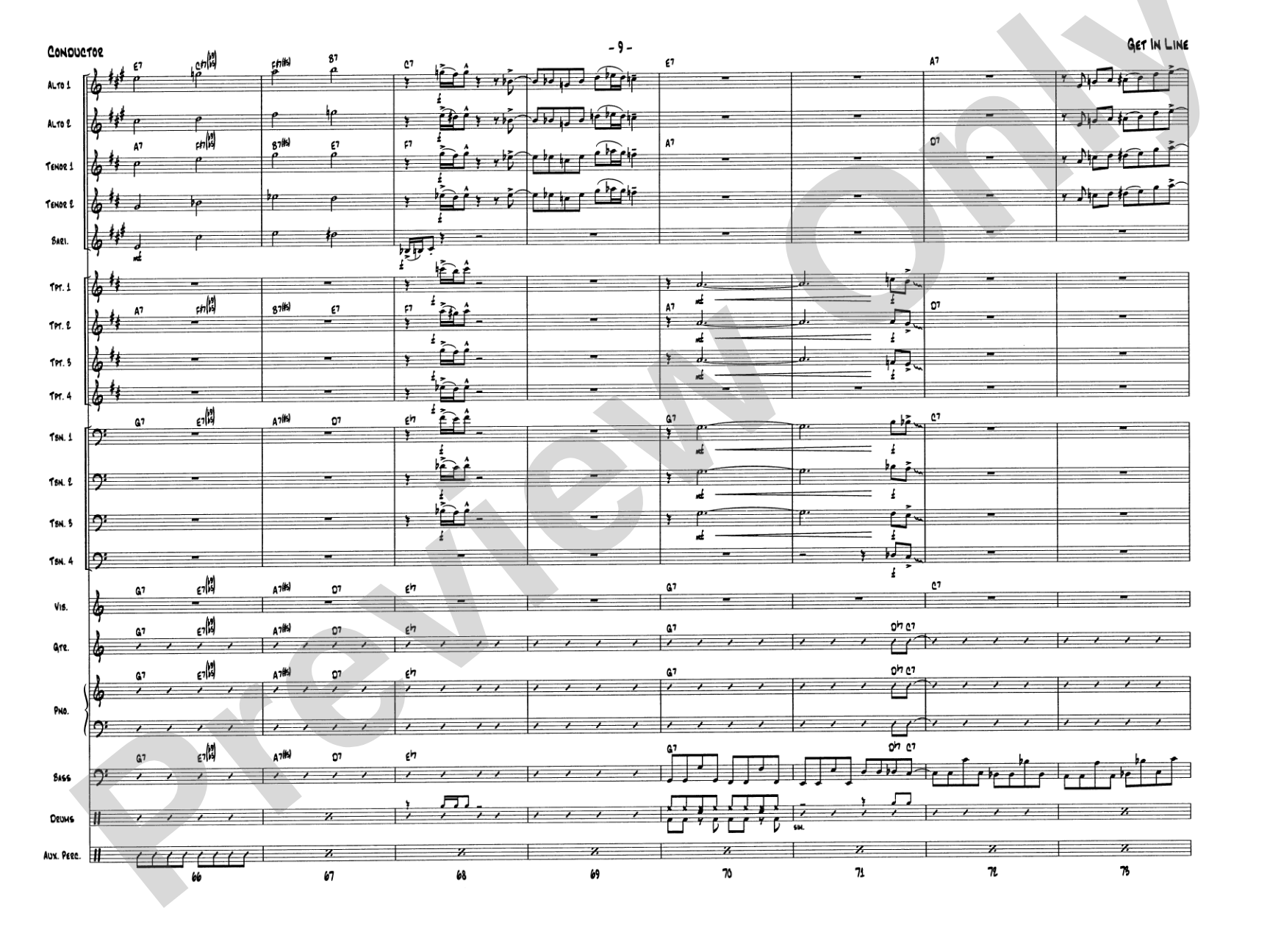 Get in Line: Jazz Ensemble Conductor Score & Parts