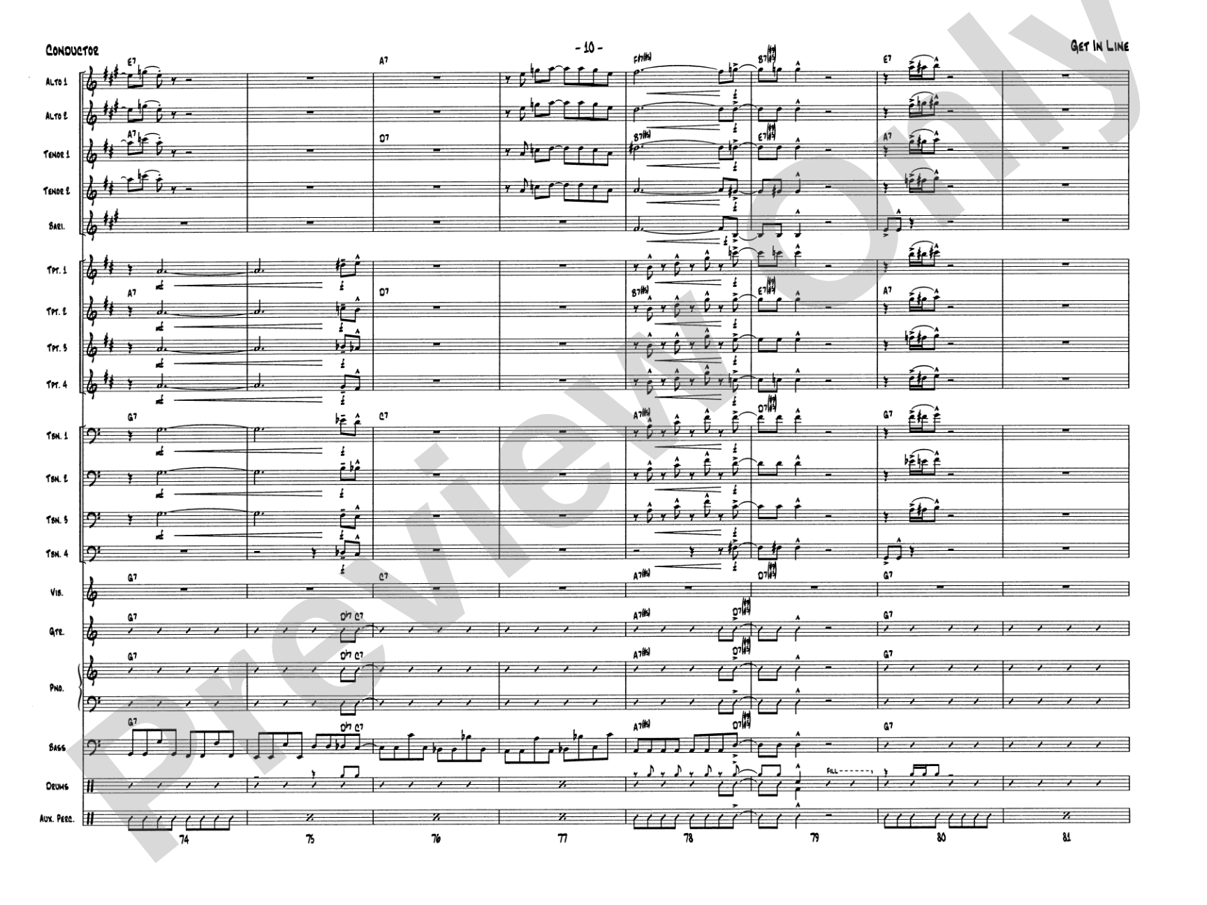 Get in Line: Jazz Ensemble Conductor Score & Parts