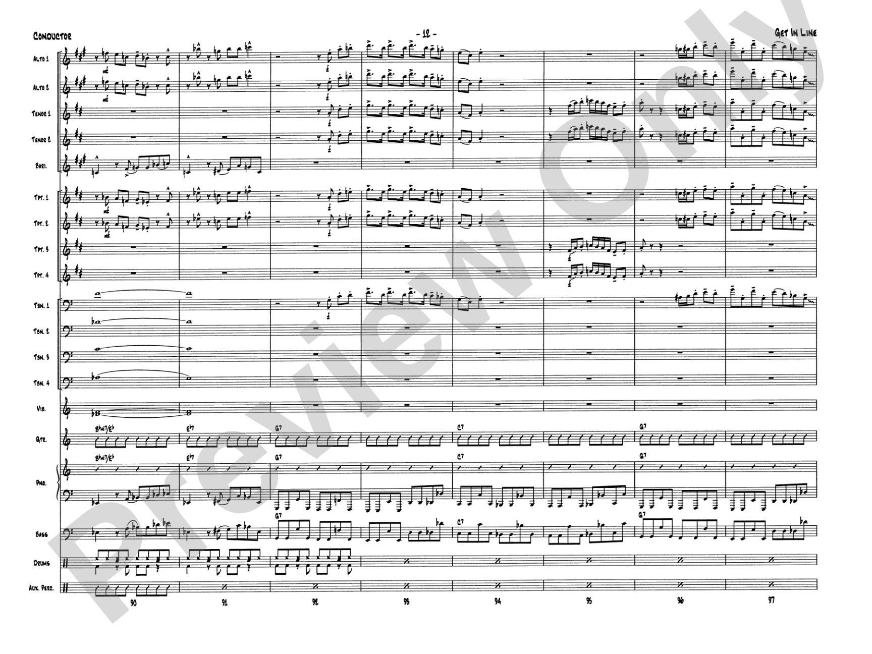 Get in Line: Jazz Ensemble Conductor Score & Parts