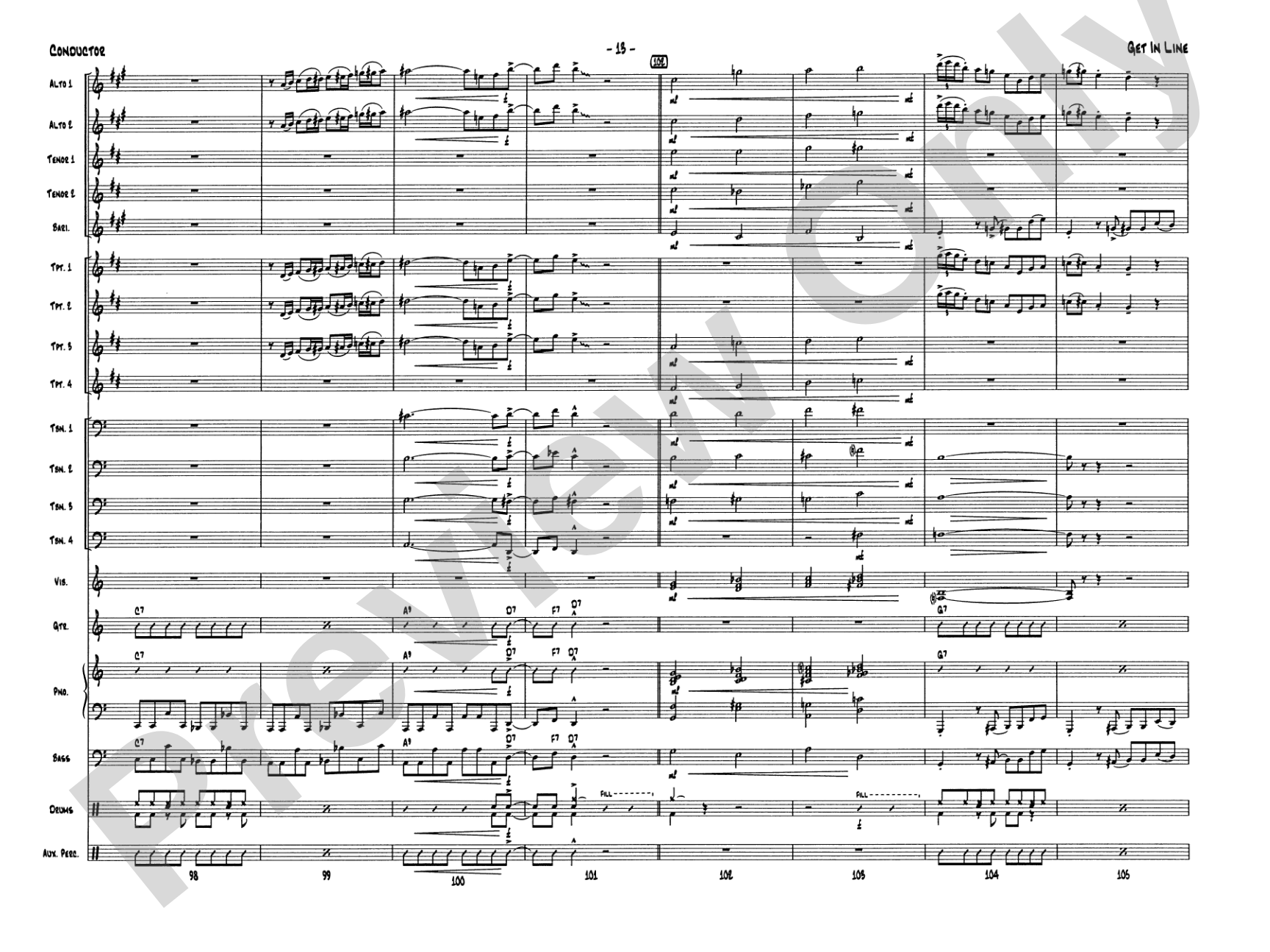 Get in Line: Jazz Ensemble Conductor Score & Parts