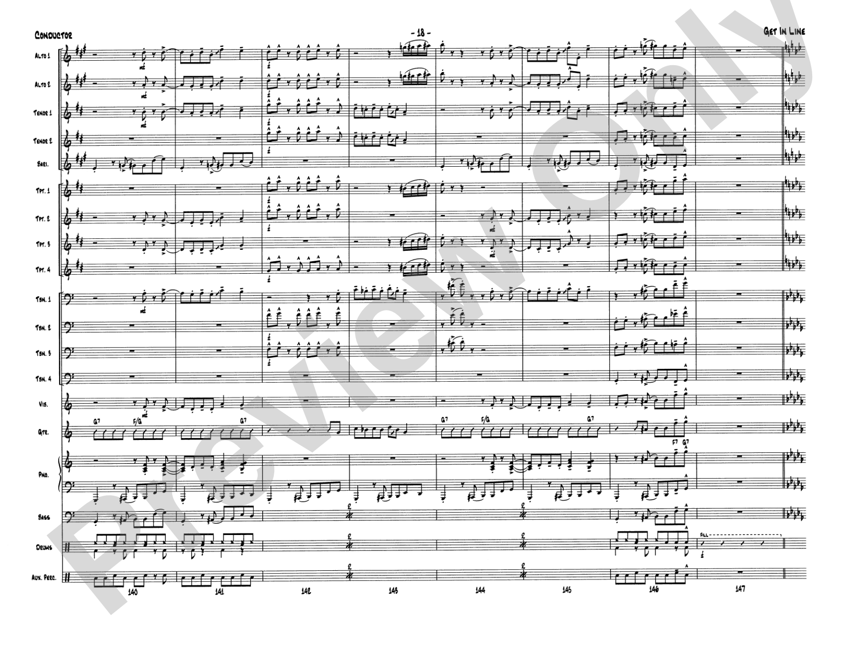 Get in Line: Jazz Ensemble Conductor Score & Parts