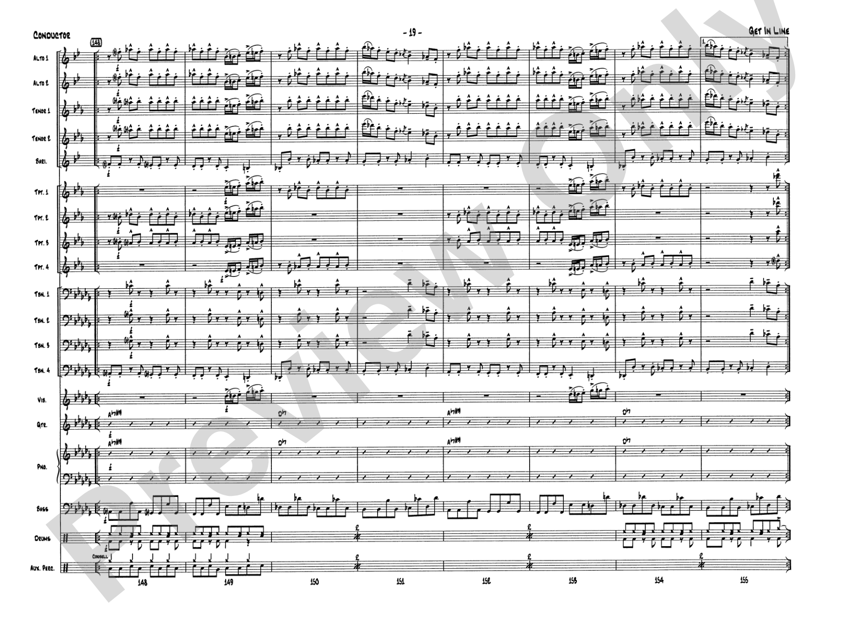 Get in Line: Jazz Ensemble Conductor Score & Parts